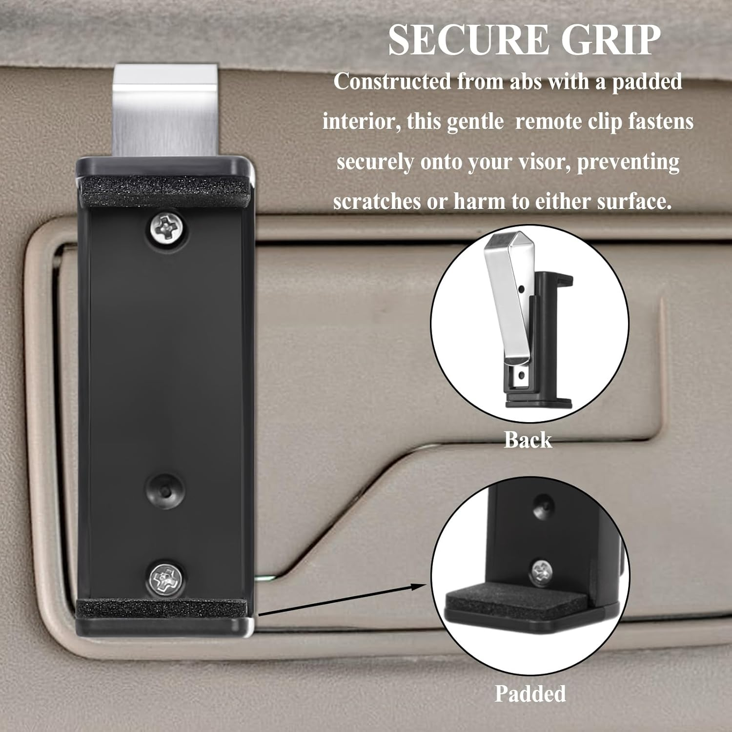 Pack of 2 Garage Door Opener Clip, Universal Garage Door Opener, Adjustable Visor Clips, Gate Remote Control Holder, Suitable as Replacement for Remote Controls of Different Sizes (5.3-7.2 Cm) image number 2