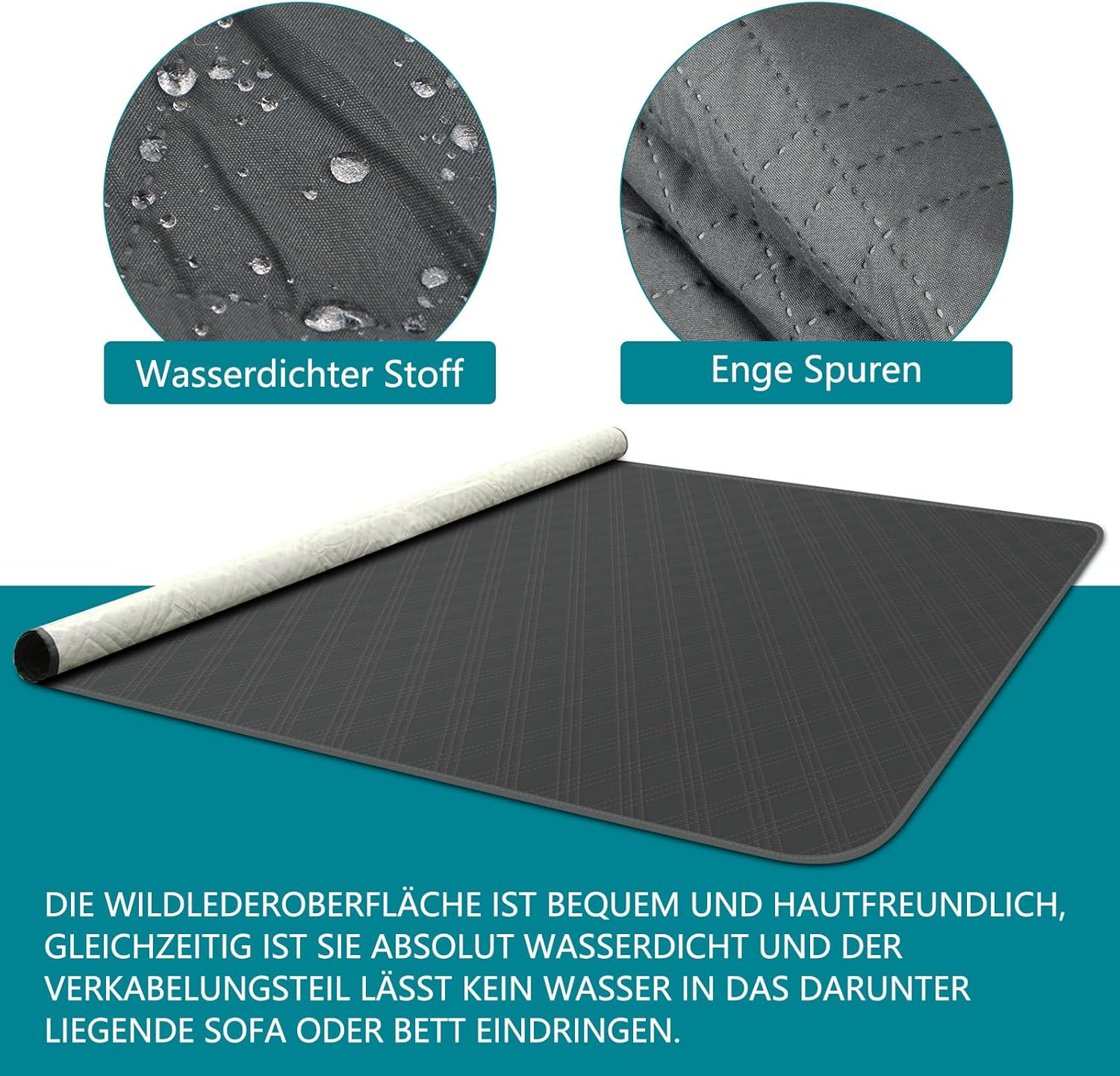 MOCOBO Waterproof Dog Blanket - 205 X 130 Cm - Robust Dog Mat as Protection for Sofa and Bed - Non-Slip Dog Blanket Suitable for Large and Small Dogs - Machine Washable - Grey image number 6