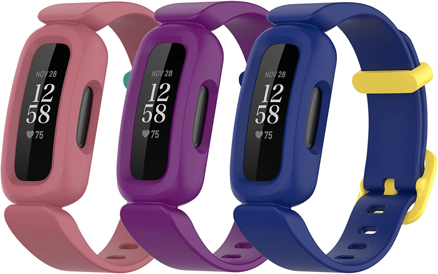 [3 Pack] Compatible with Fitbit Ace 3, Fitbit Inspire 2 Bands for Kids, Soft Silicone Bracelet Accessories Sports Watch Strap Replacement image number 2