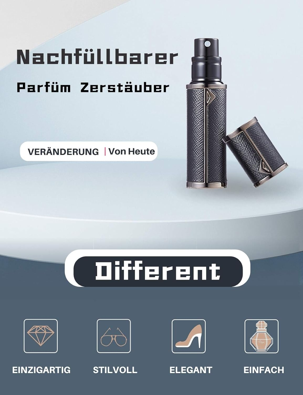 Asanana Perfume Atomiser Refillable, Filling Technology without Funnel Empty Perfume Atomiser Spray Bottle for Travel Handbag on the Go - Bk-Black image number 4