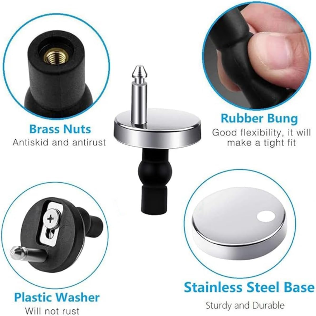 2PCS General Purpose Toilet Seat Hinge Fittings for Mounting, Quick Release Hinge Retaining Bolt, Expansion Screw, Cover Buckle for Replacing Toilet Seat Parts image number 5