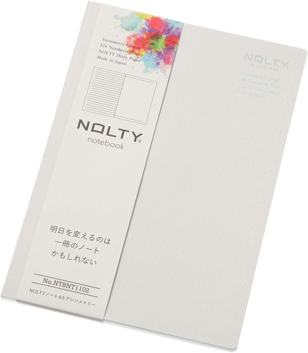 NOLTY Nolty Notebook A5 Asymmetric, 0.24 Inch (6.0 Mm) Ruled, Dot Square, Gray NTBNT1102 image number 4