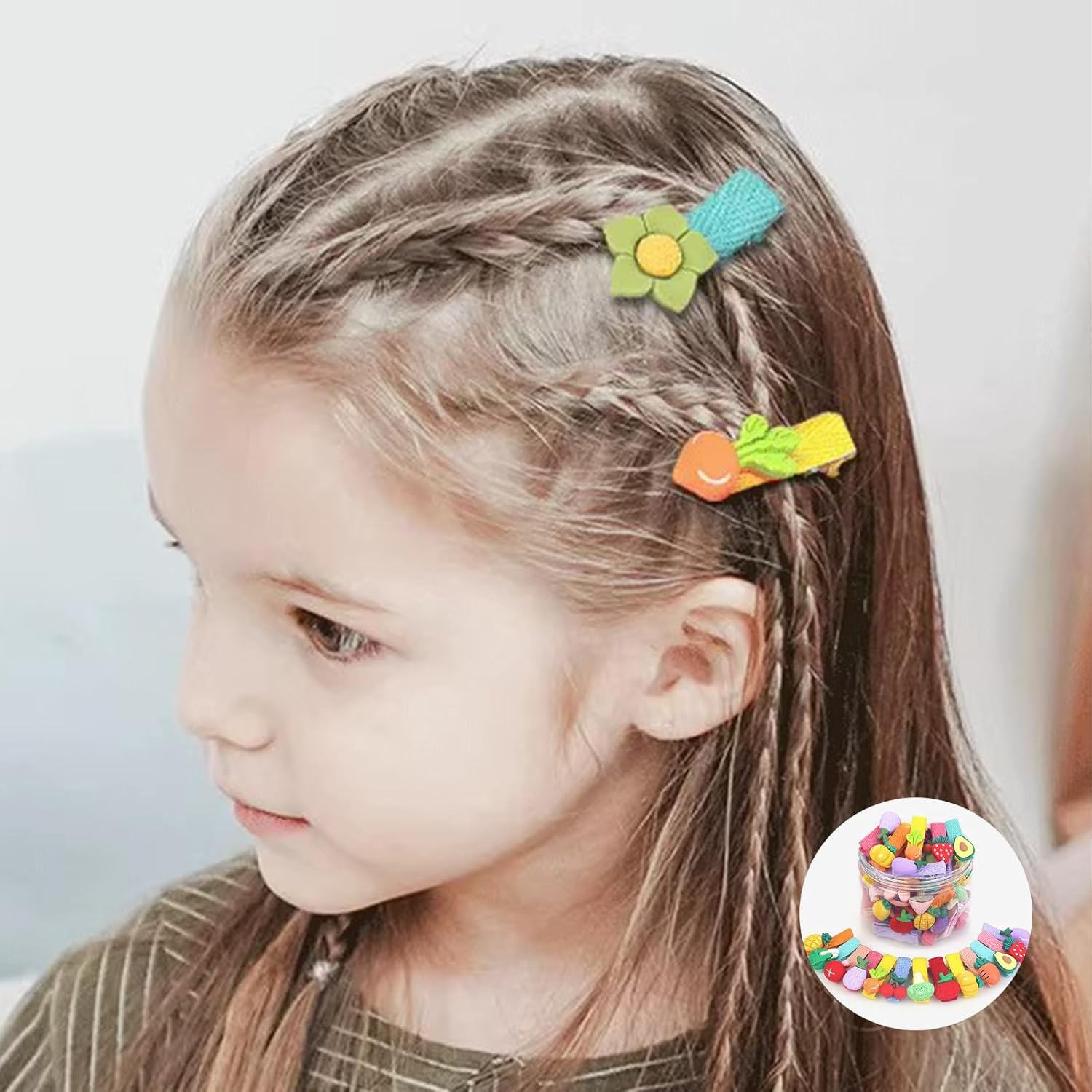 26 Pcs Girls Hair Clips Barrettes,Fruit, Rainbow Hairpin Set, Girl Cartoon Cute Hairpin Cute Hair Accessories image number 1