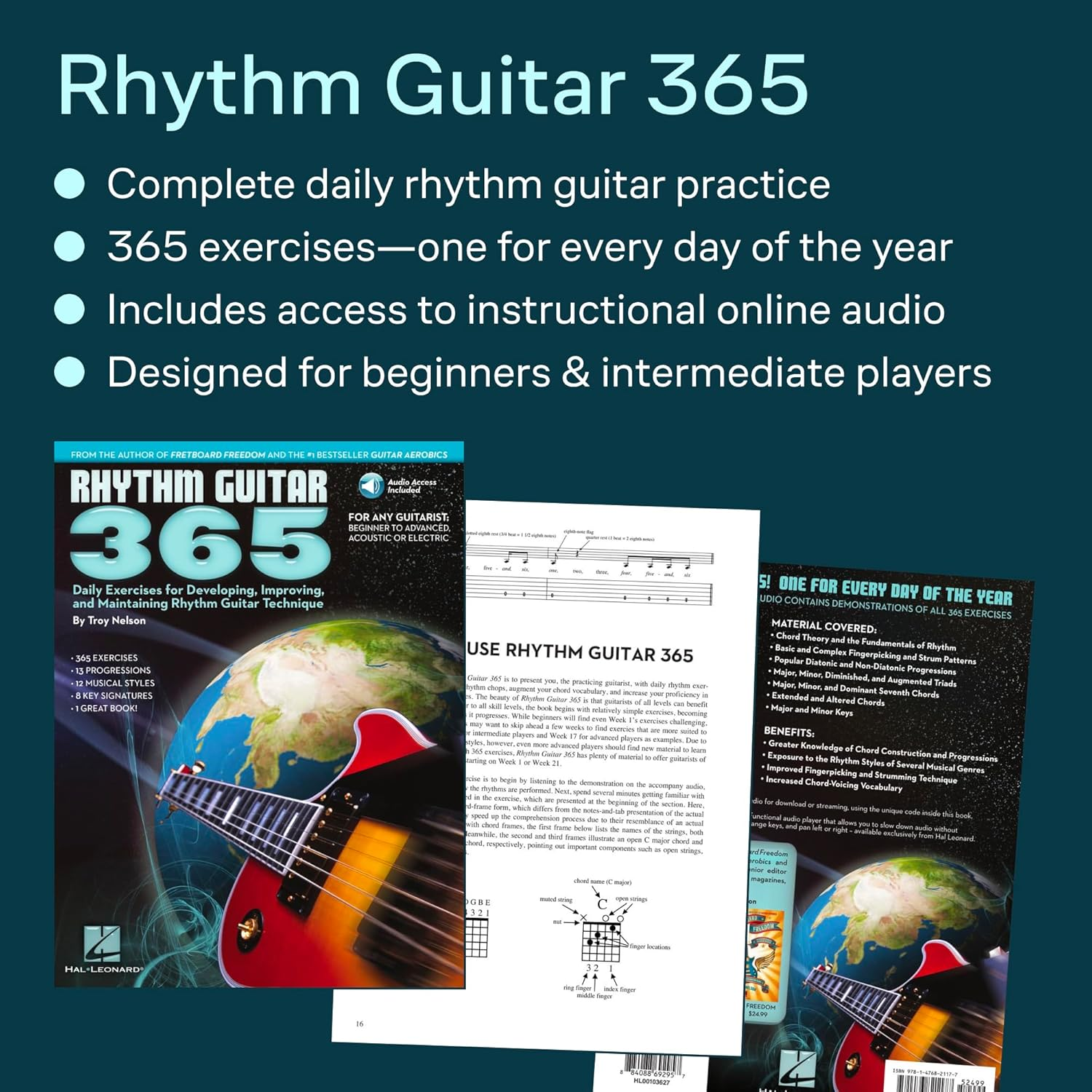 Rhythm Guitar 365 Book/Online Audio: Daily Exercises for Developing, Improving and Maintaining Rhythm image number 1