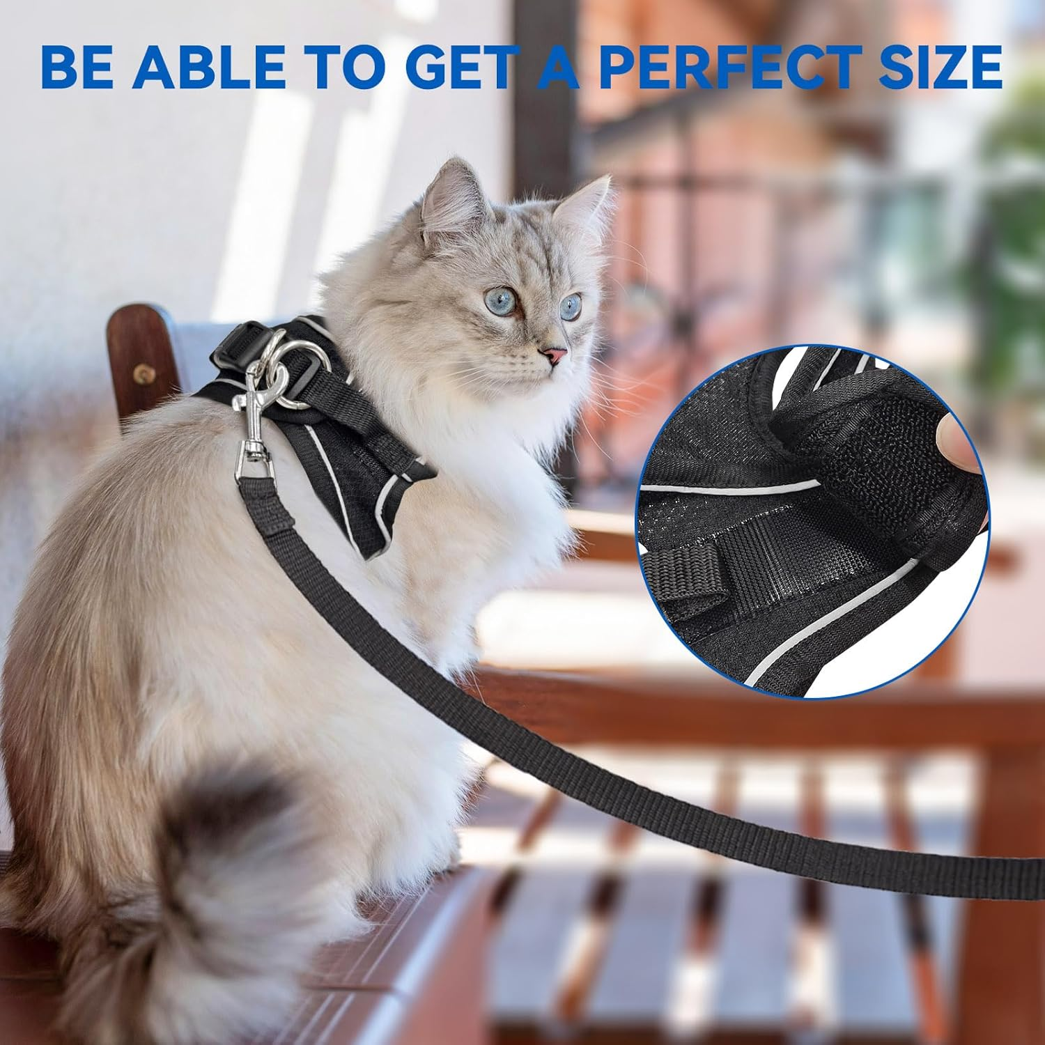 Enjoying Cat Harness and Leash Set, Escape Proof Soft Adjustable Vest Harnesses for Small Cats, Outdoor Walking Travel, Black, XXS image number 2