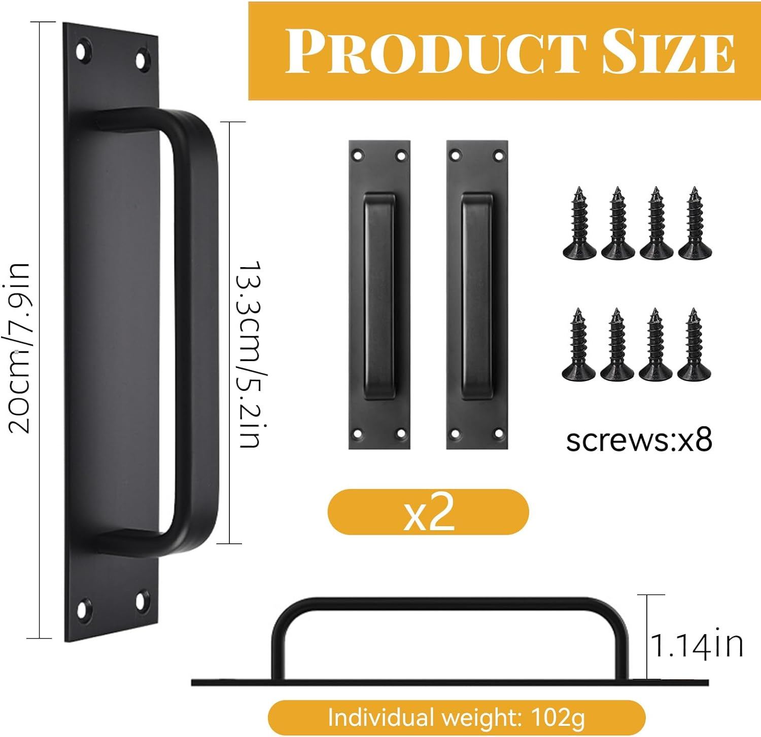 Barn Door Handle 2 Pack Barn Door Pull Handle Sliding Barn Door Sliding Door Pulls Sliding Barn Door Barn Door Hardware Door Handle for Bathroom Closet Pantry (2) image number 6