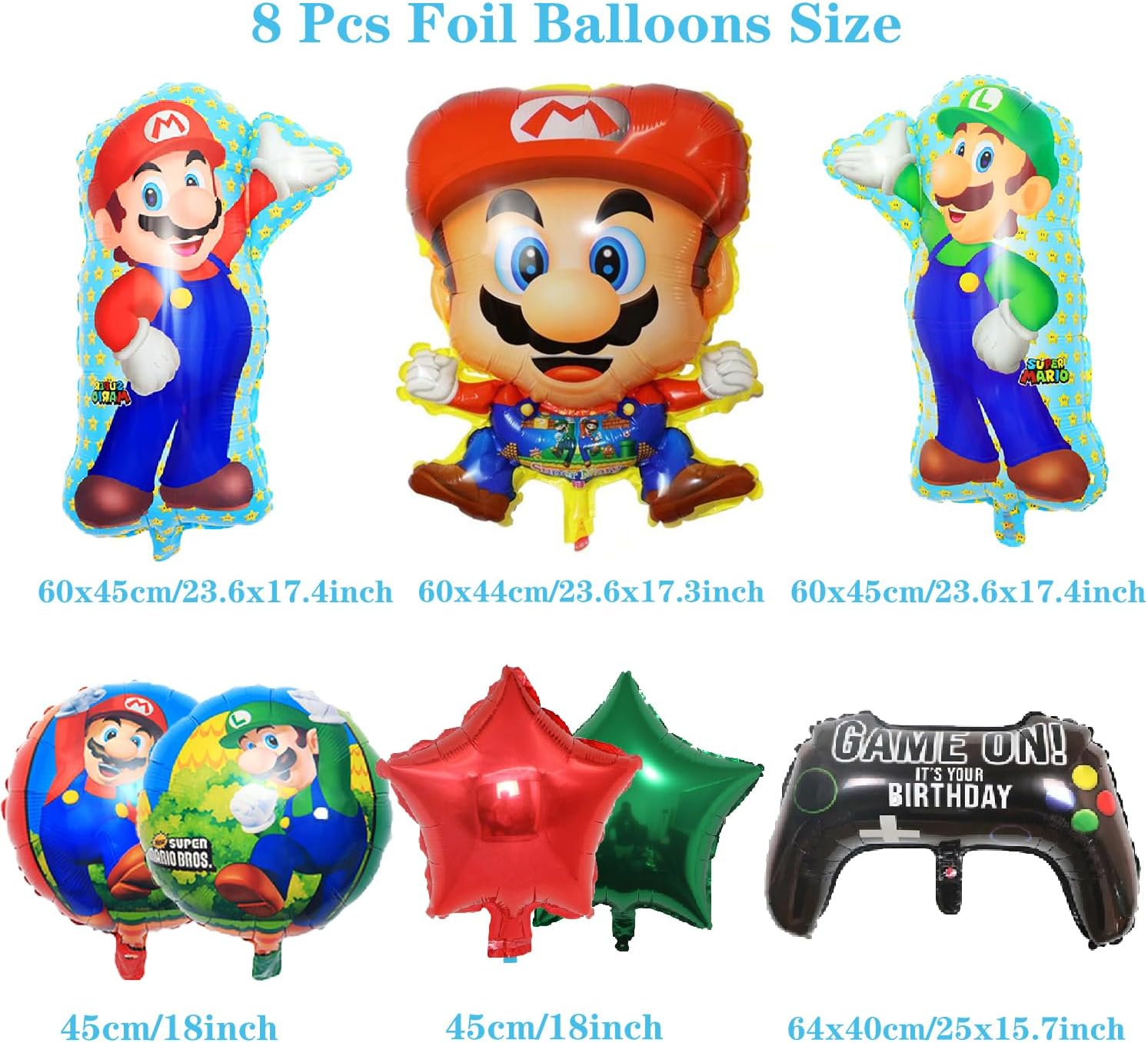 Super Marios Party Decoration - Mario Balloons, Mario Bros Foil Balloons, Banner for Kids Boys and Girls, Game Theme Decorations, 5Th Birthday Party Supplies (Number 5) image number 4