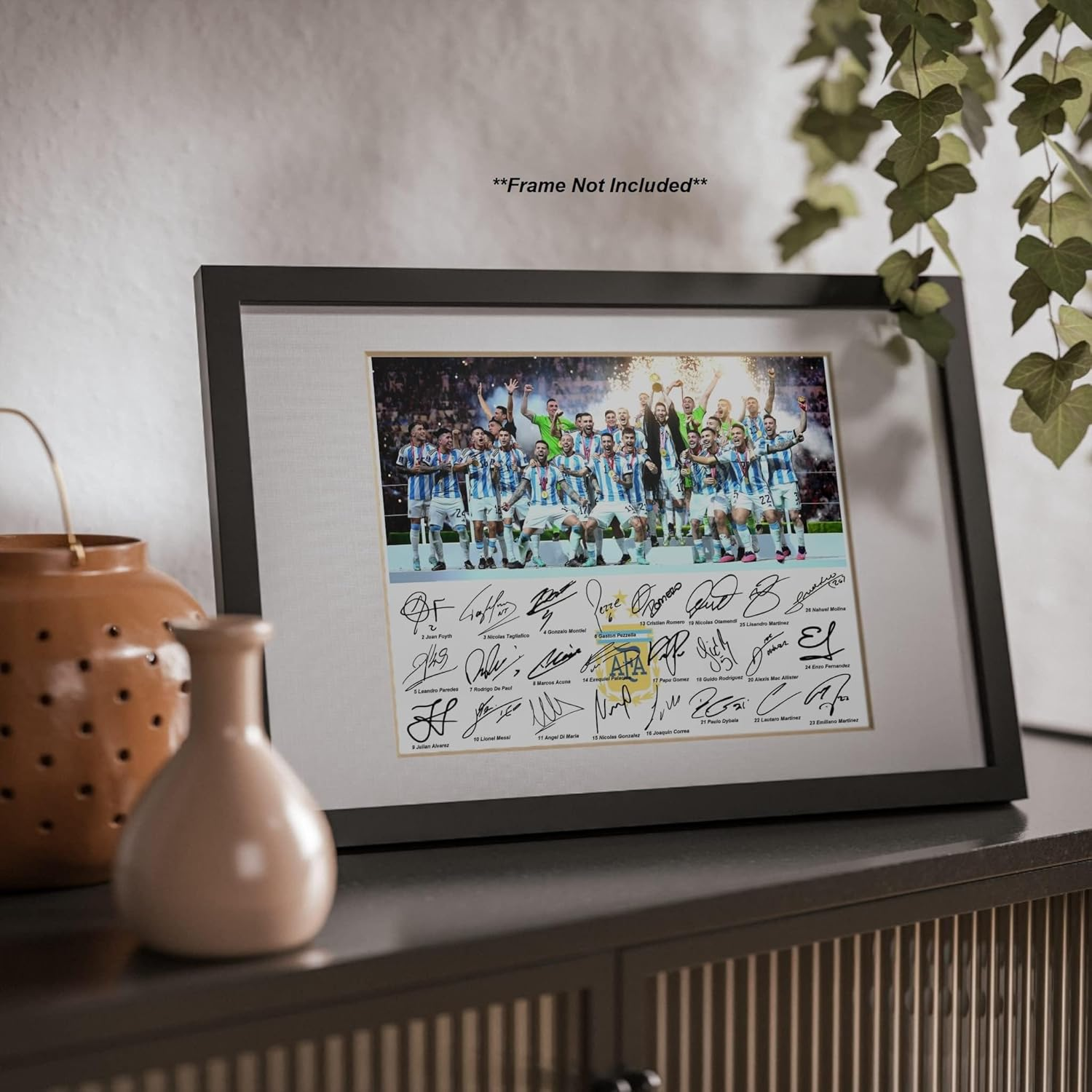 Ikonic Fotohaus Argentina World Soccer Champions Lionel Messi Di Maria De Paul Alvarez Dybala Martinez Team Signed Photo Autograph Print Wall Art Home Decor image number 3