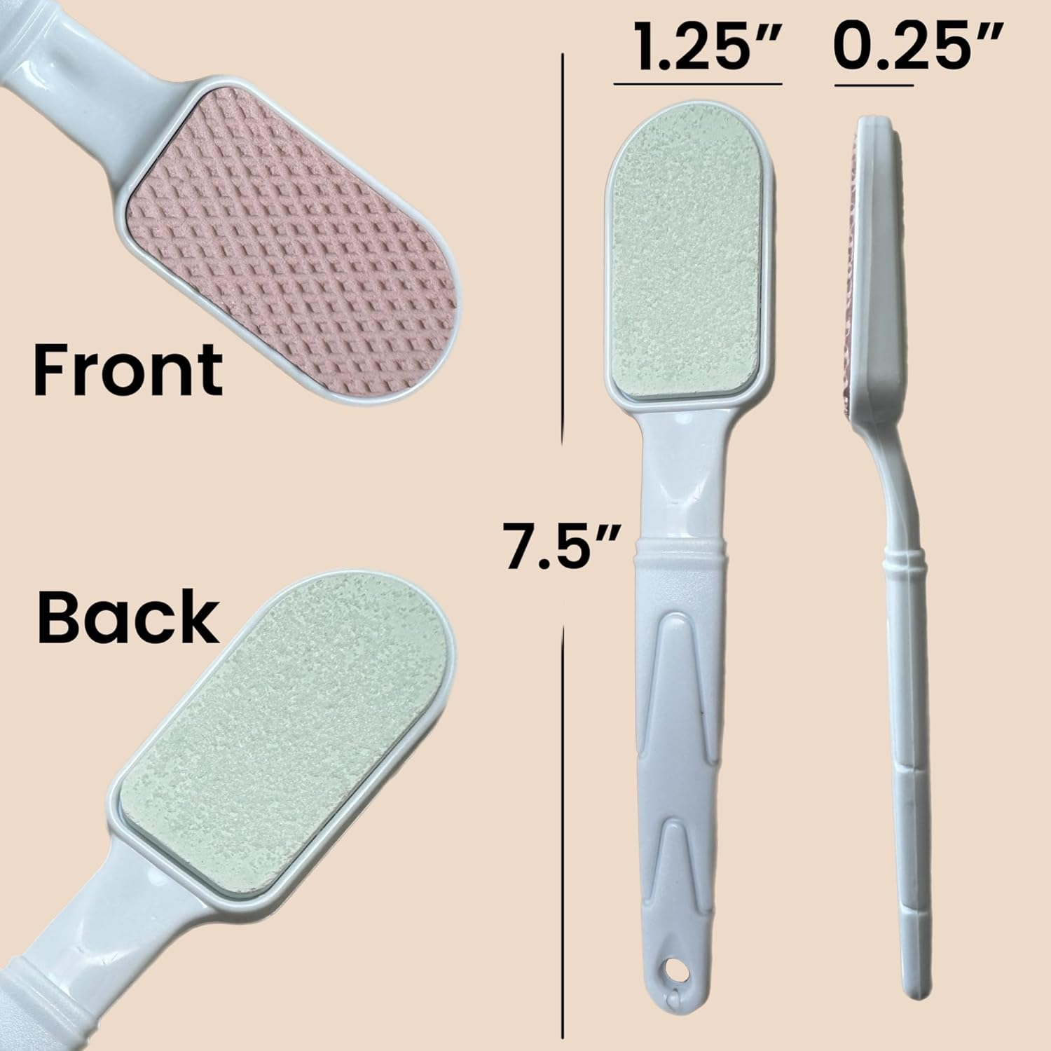 Double-Sided Foot Pumice Stone & File with Handle - Heel Scraper Scrubber Cracked Feet Instant Exfoliating Buffer Dead Skin Remover &ndash; Feet Pedicure Skin Softener Sole Smoother image number 6