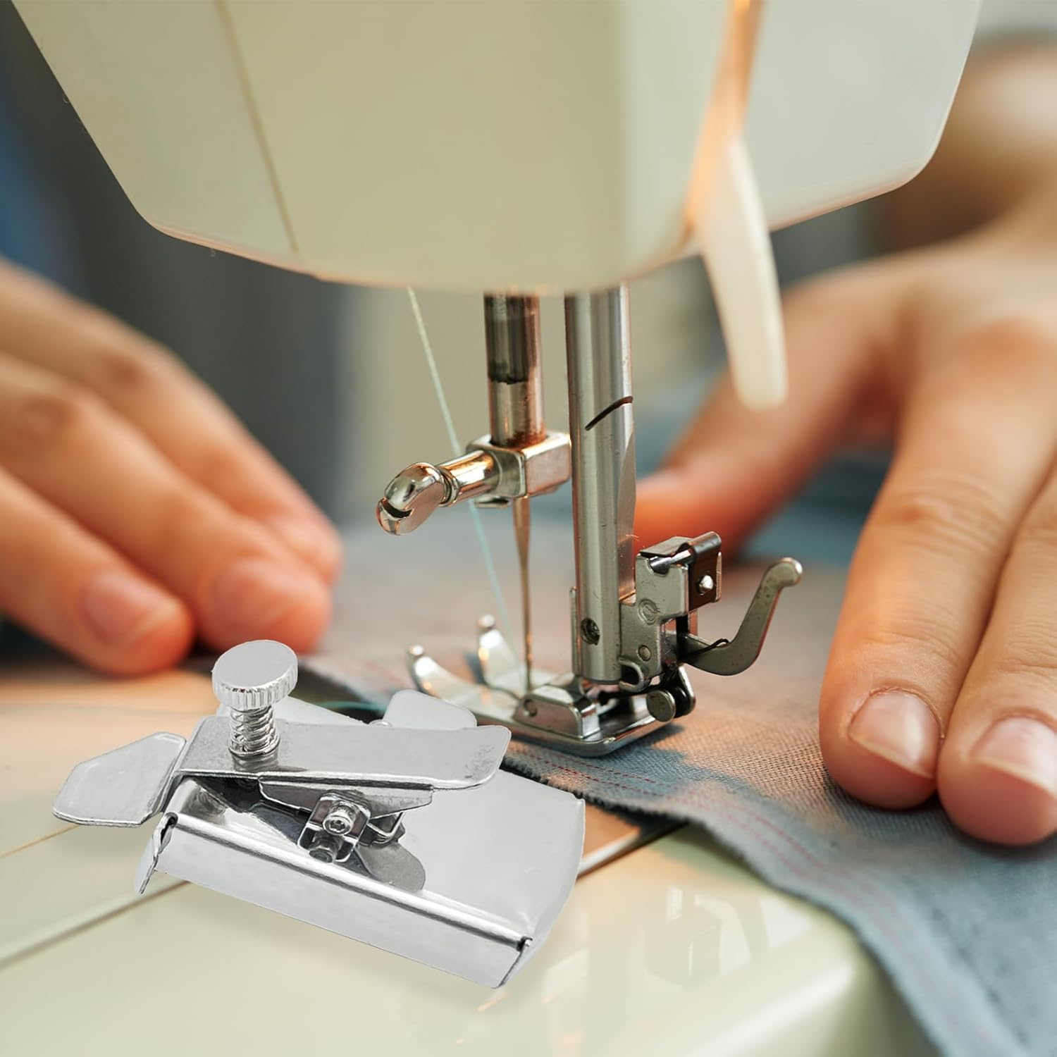 2 Pack Magnetic Seam Guide Stainless Steel Sewing Edge Guide with 4 Thread Spools - Professional Sewing Tool for Fabric Marking, Seam Ripping, and Quilting image number 2