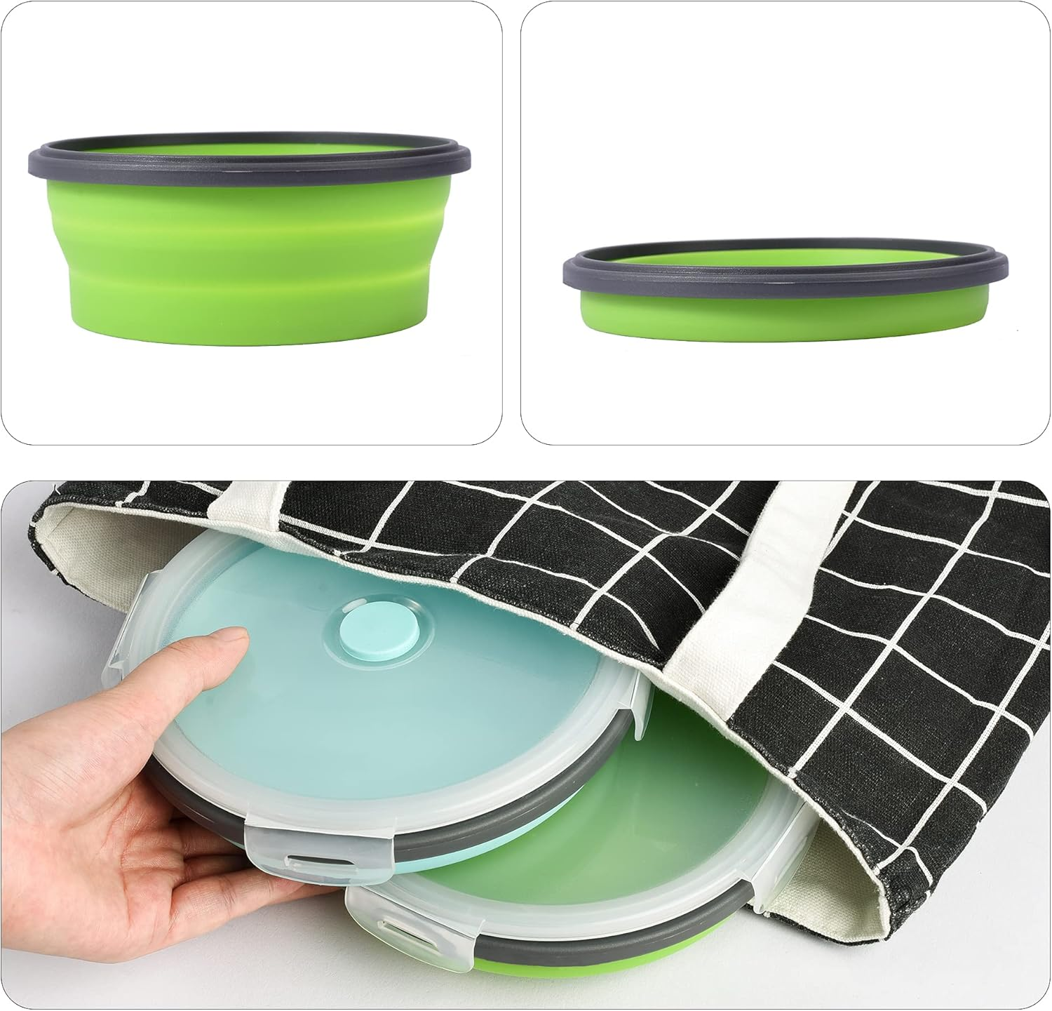 Collapsible Dog Bowls with Lids, 2 Pack Travel Dog Bowls for Small Size Dogs, Silicone Portable Dog Food Bowls Water Cup Cat Bowls Dish for Camping Traveling Walking, 12 Oz 350Ml image number 4
