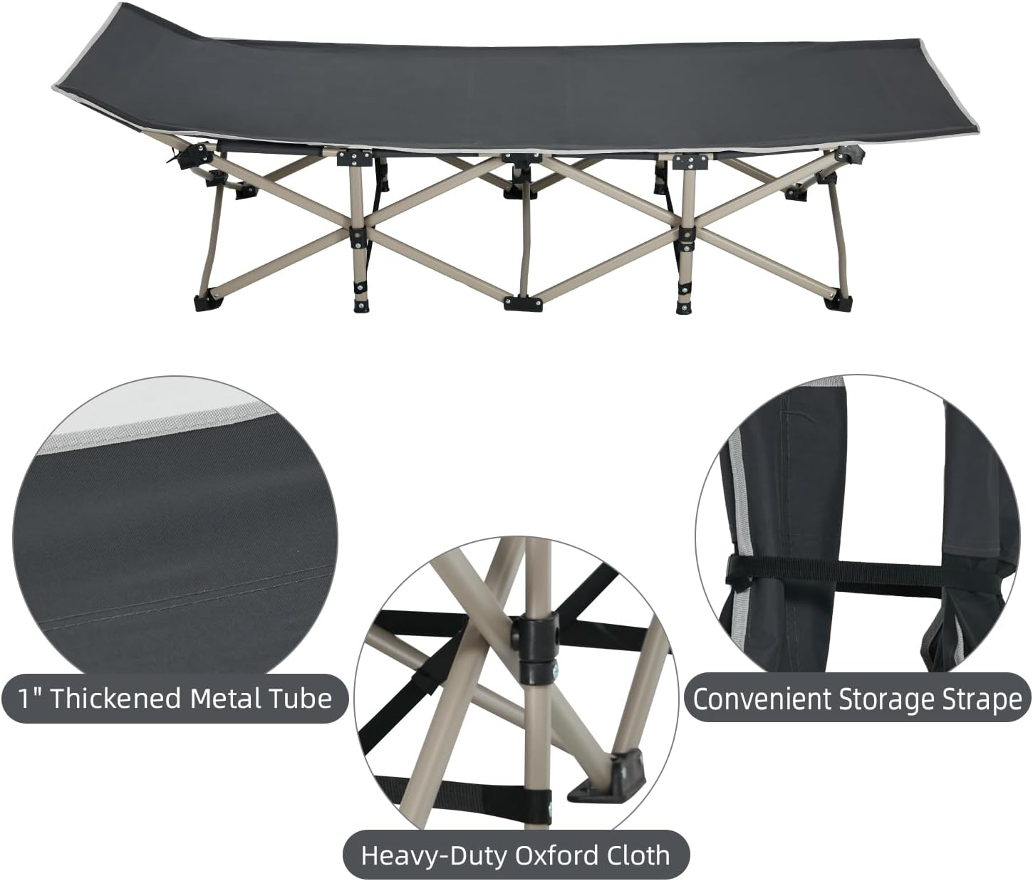 CHENDY Folding Camping Cots for Adults - Most Comfortable, Double Layer Oxford Sturdy Folding Sleeping Cots - Portable with Carry Bag (10 Feet Supports) image number 1