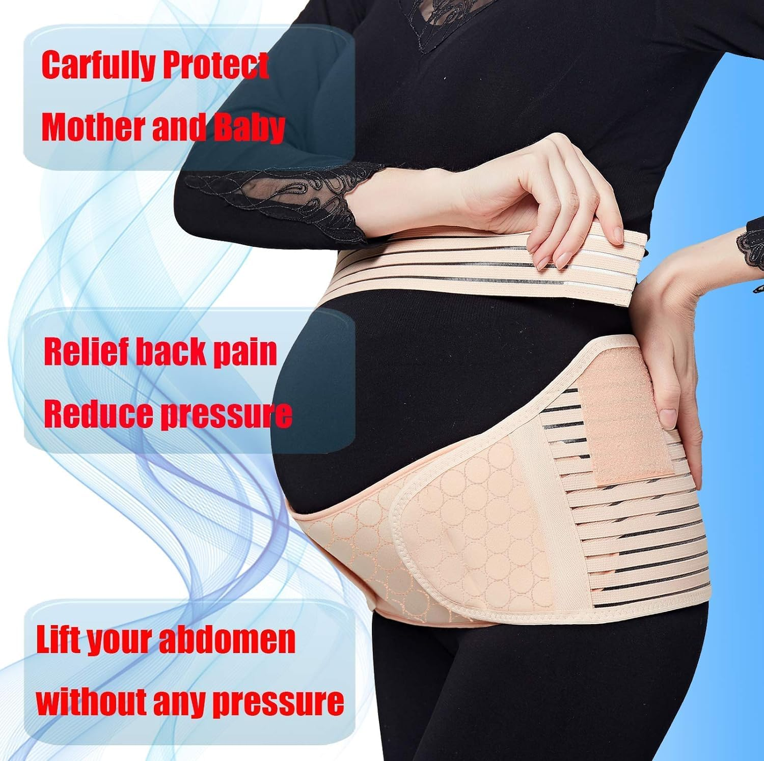 Pregnant Belly Retraction Strap, Pregnancy Support Strap, Breathable Abdominal Support Bracket for Abdominal, Pelvic, Lower Back and Back Pain, Adjustable 3-In-1 Maternity Belt(Xl)