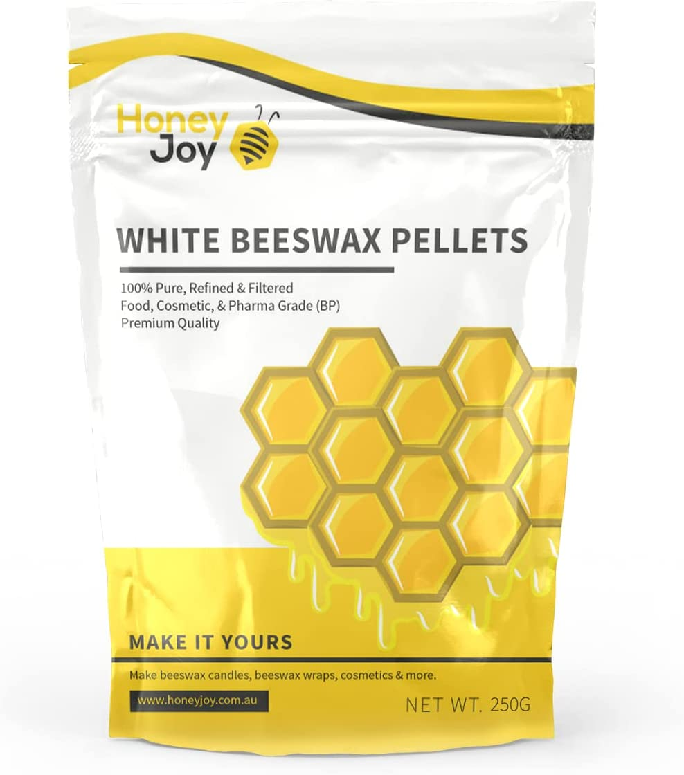 HONEY JOY White Beeswax Pellets 250G - 100% Pure from an Australian Brand, Cleaned to Highest Grade, No Dust or Bits. Ideal for Candles, Cooking, Crafts, Soap, Cosmetics, Pharma image number 1
