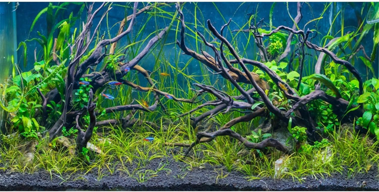 AWERT 72X18 Inches Tropical Fish Tank Background River Bed & Lake Aquatic Plant Undersea Tree Branch Aquarium Background Vinyl image number 3
