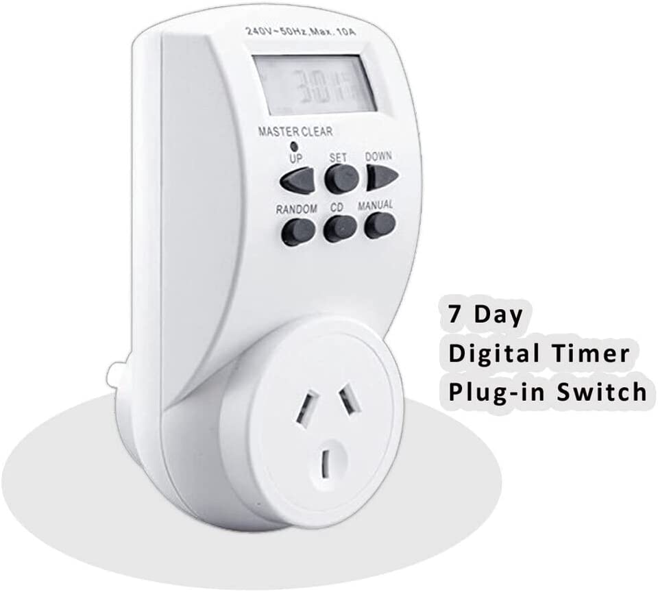 Sansai 7 Day/24Hrs Outlet/Powerplug Digital Timer 2400W 240V 10A Max LCD White