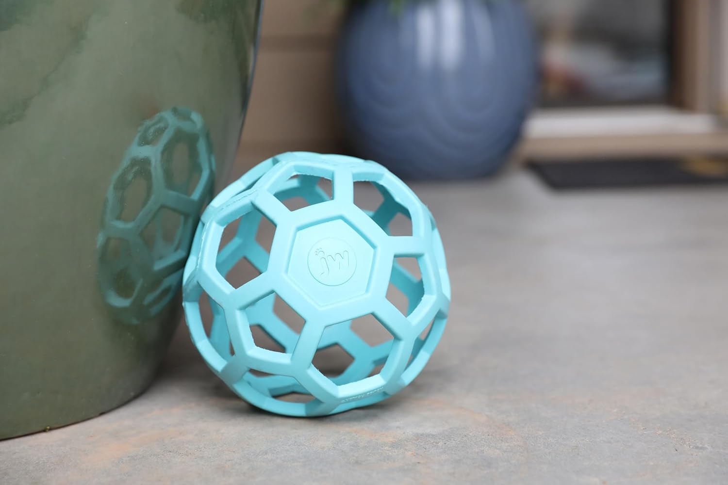 JW Pet Hol-Ee Roller&trade;, Dog Toy Puzzle Ball, Natural Rubber, Large (5.5&rdquo; Inch Diameter), Blue