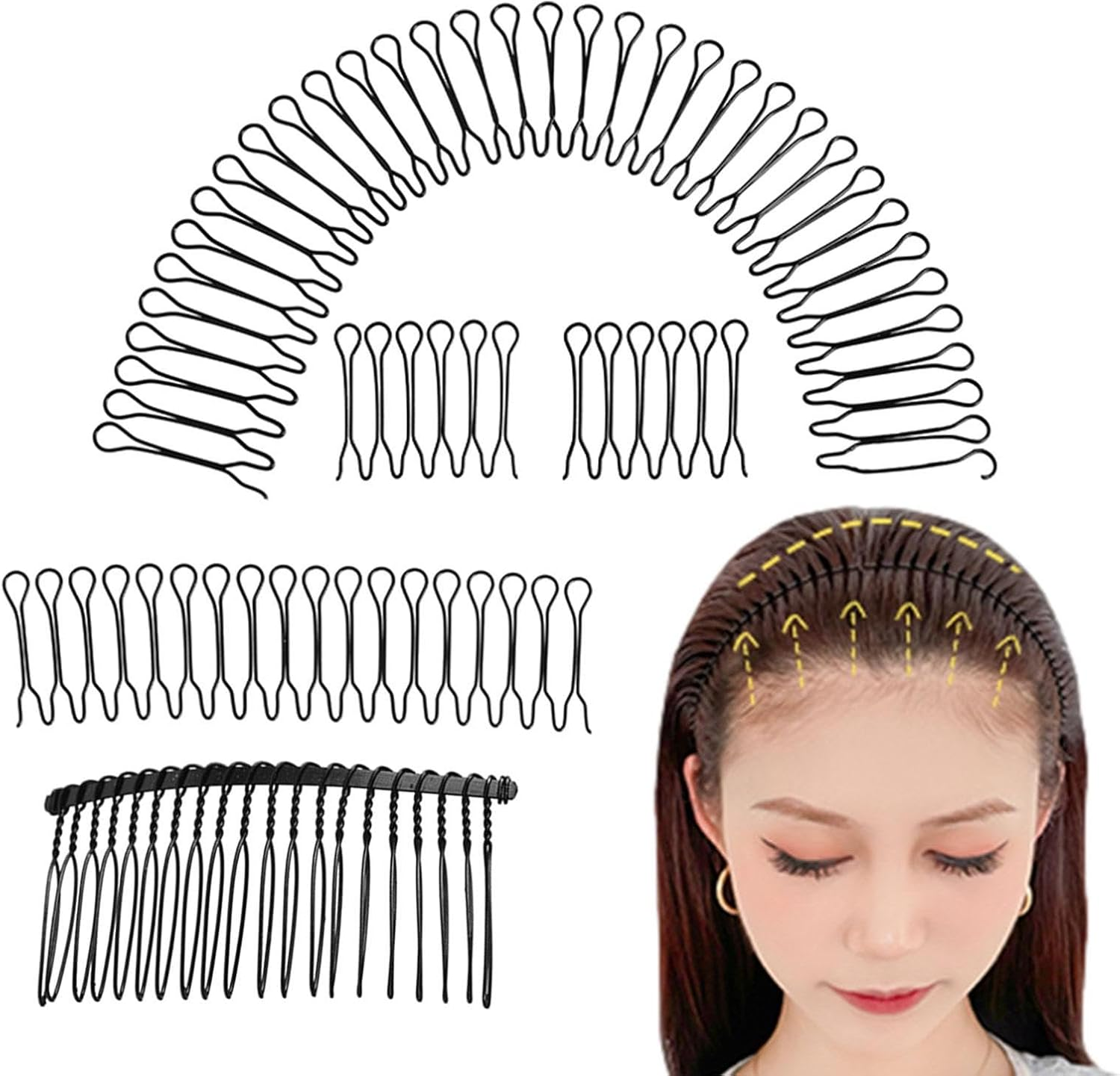 U Shape Hair Finishing Fixer Comb - Invisible Hair Fixer U Pin - Decorative Hair Updo Styling Tool for Women & Girls Hairstyle, Hair Accessories Hair Combs