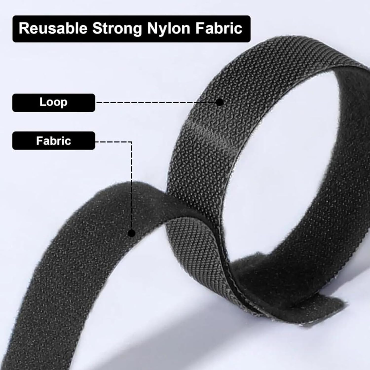 100 Pcs Reusable Cable Ties, T-Type Adjustable Hook & Loop Fastener Straps, Cable Management Straps for Electrical Cable & Wire Organizer (Black, 150Mm X 12Mm) image number 5