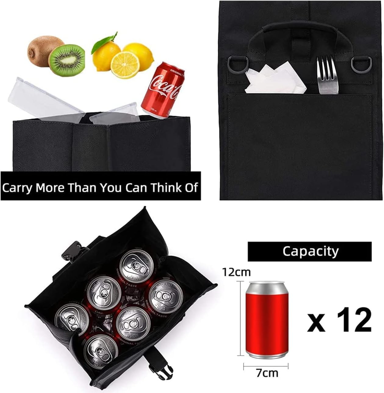 Insulated Lunch Bag for Men & Women Leakproof Cooler Lunch Tote Bag Freezable，Reusable Roll Top Lunch Box for Office Work School Picnic Beach Lunch Outdoor Picnics（Black） image number 1