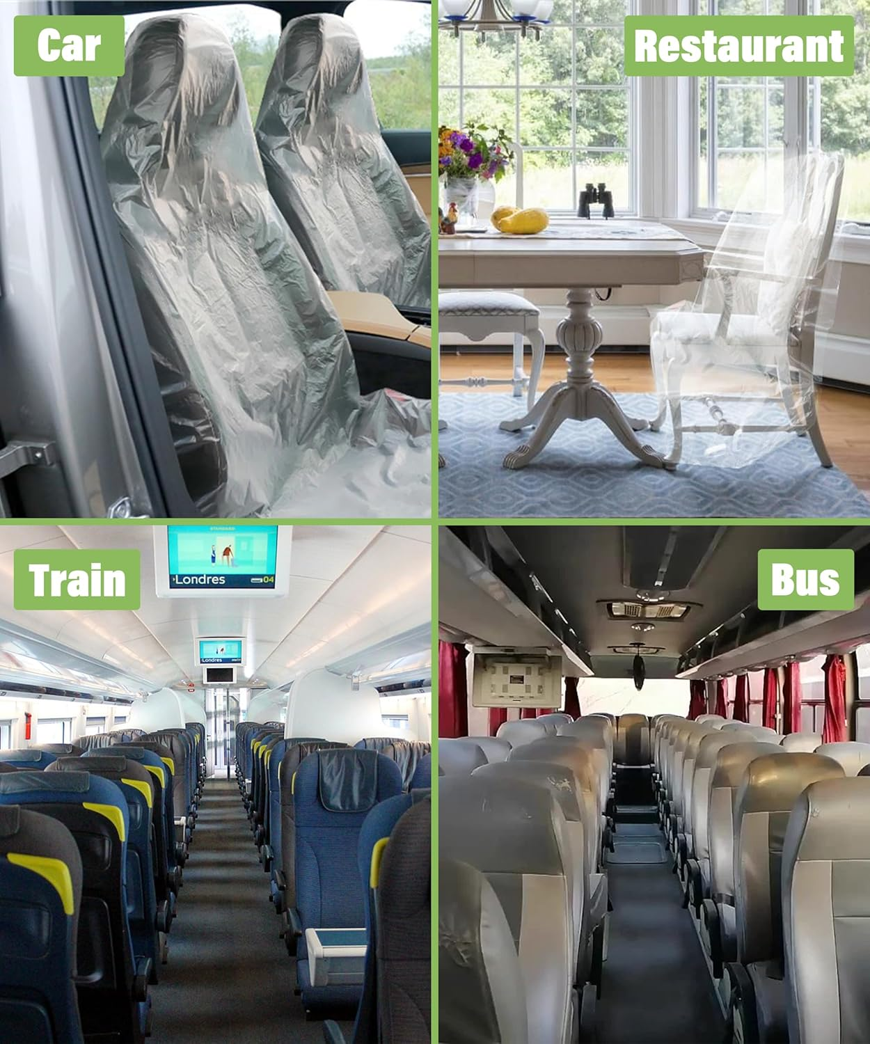 Zlirfy Seat Cover, 100 Pcs Disposable PE Plastic, Universal Fit for Vehicle, Protective, Clear, Lightweight, Easy to Store, Widely Applicable for Car, Airplane, Salon Chairs image number 3