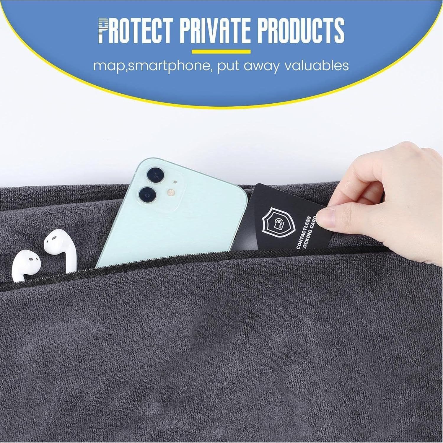 Fitness Towel, 135 X 50 Cm, Sports Towel, Suitable for Fitness Training and Sports, Microfibre, Absorbent and Soft Gym Towels, with Zip Pocket (1) image number 5