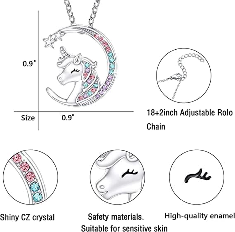 You Are Magical Necklace for Girls Crystal Moon Pendant Necklaces Jewelry Gifts for Girls Daughter Granddaughter Niece Birthday, Sterling Silver, 925Silver image number 1