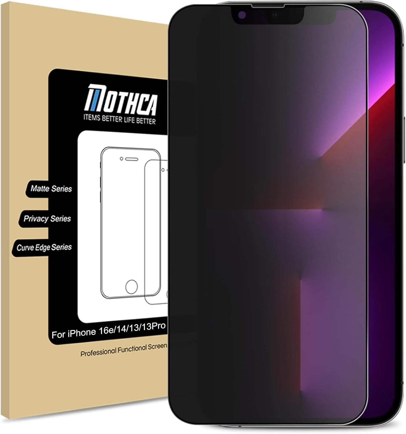 Mothca Matte Privacy Screen for Iphone 15 Pro for Tempered Glass (6.1 Inches), 9H Matte Privacy Screen Protector for Iphone 15 Pro Privacy Film, Anti-Glare & Anti-Fingerprint (Pack of 1) image number 2