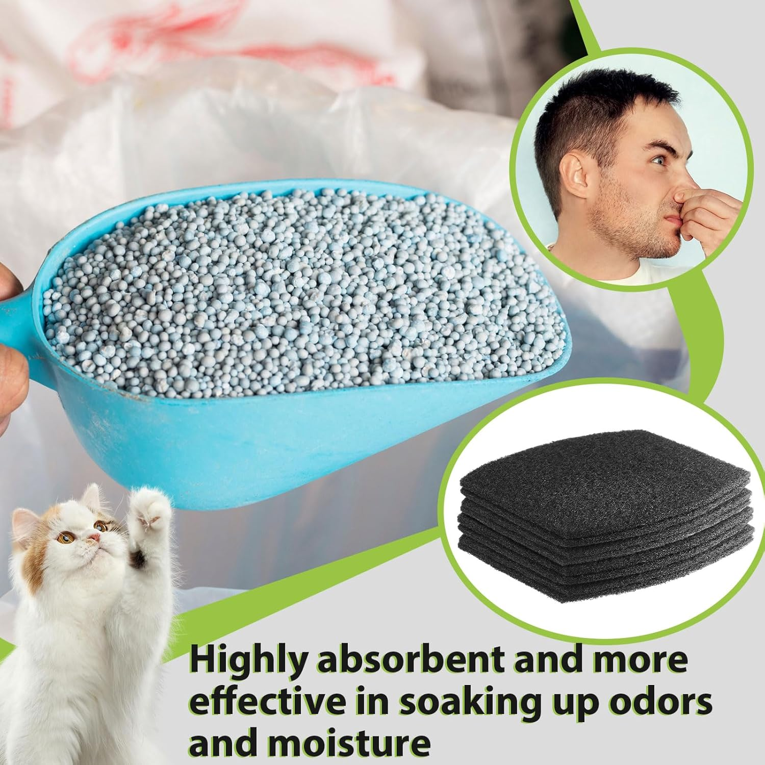 Jecery 10 Pcs Activated Carbon Cat Litter Box Replacement Filters Compatible with Petmate Booda Clean Step 6.3 X 5.91 Inches Filters to Absorbs Odors and Controls Damp for Keeping Fresh image number 4
