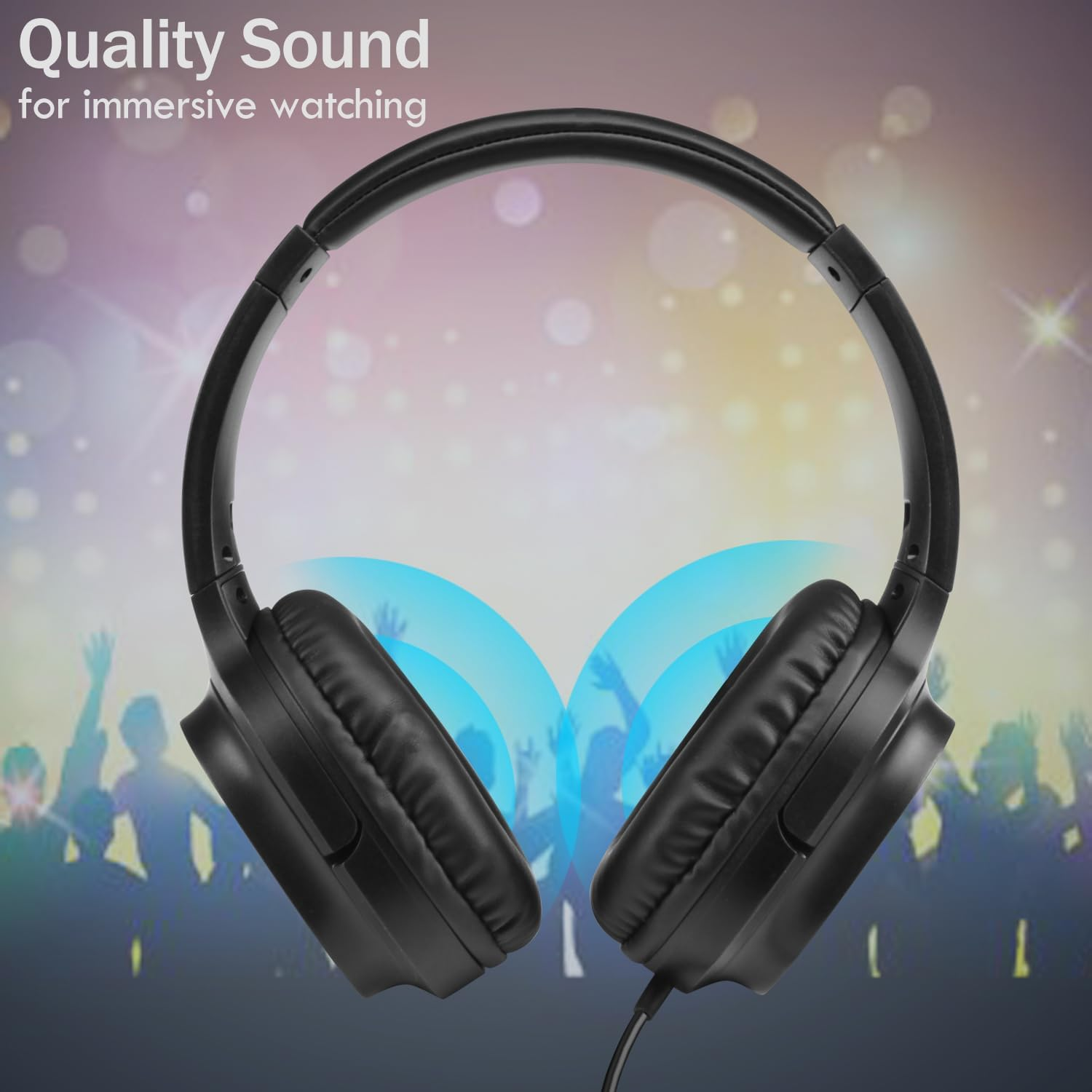 Extra Long Cord Headphones for TV & PC with Volume Control, 18 Feet / 5.5M Extension Spring Coiled Cord, Universal 3.5Mm AUX Audio, Wired over Ear Stereo Headset, CGS-W6 image number 1