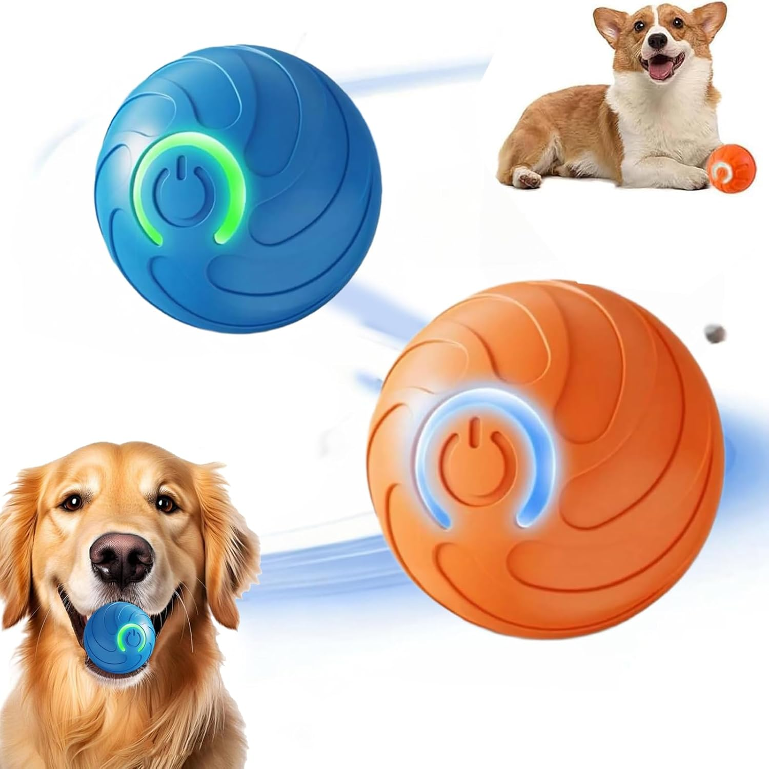 Velmoriah Smart Jumping Ball for Dogs, 2025 New Upgraded Dog Bouncing Ball, Interactive Dog Toys with Motion Chew-Resistant Design for Dogs & Cat (2PCS Orange & Blue) image number 3