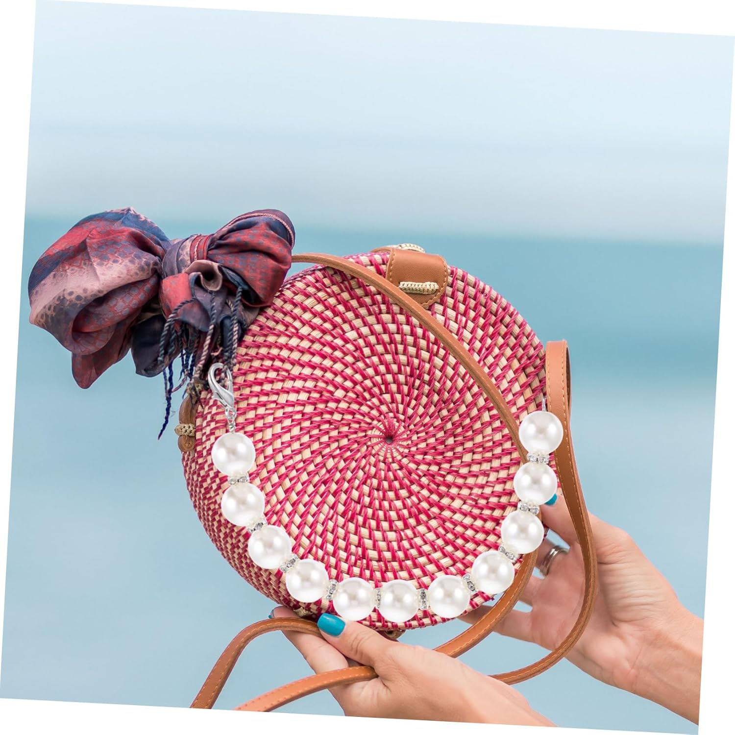 LALAFINA 2Pcs Pearl Bag Chain Replacement Pearl Handbag Chains for Purse Strap Travel Handbag Luggage Strap Use image number 7