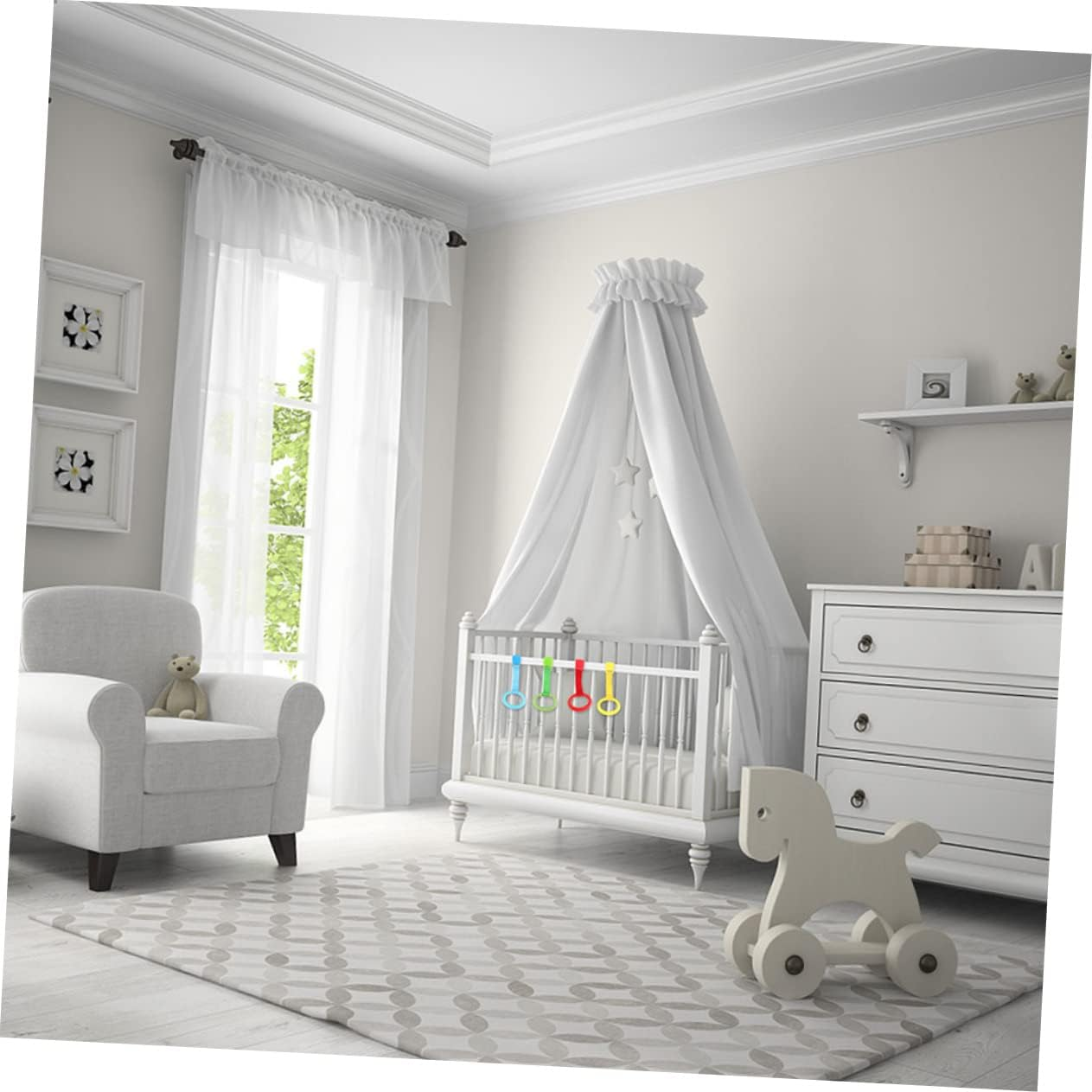 Toddler Hand Pull Ring Baby Walking Assistant Infant Bed Ring for Crib Standing Assist Smooth Rounded Edges Cloth and Plastic Playpen Use 6Pcs image number 6