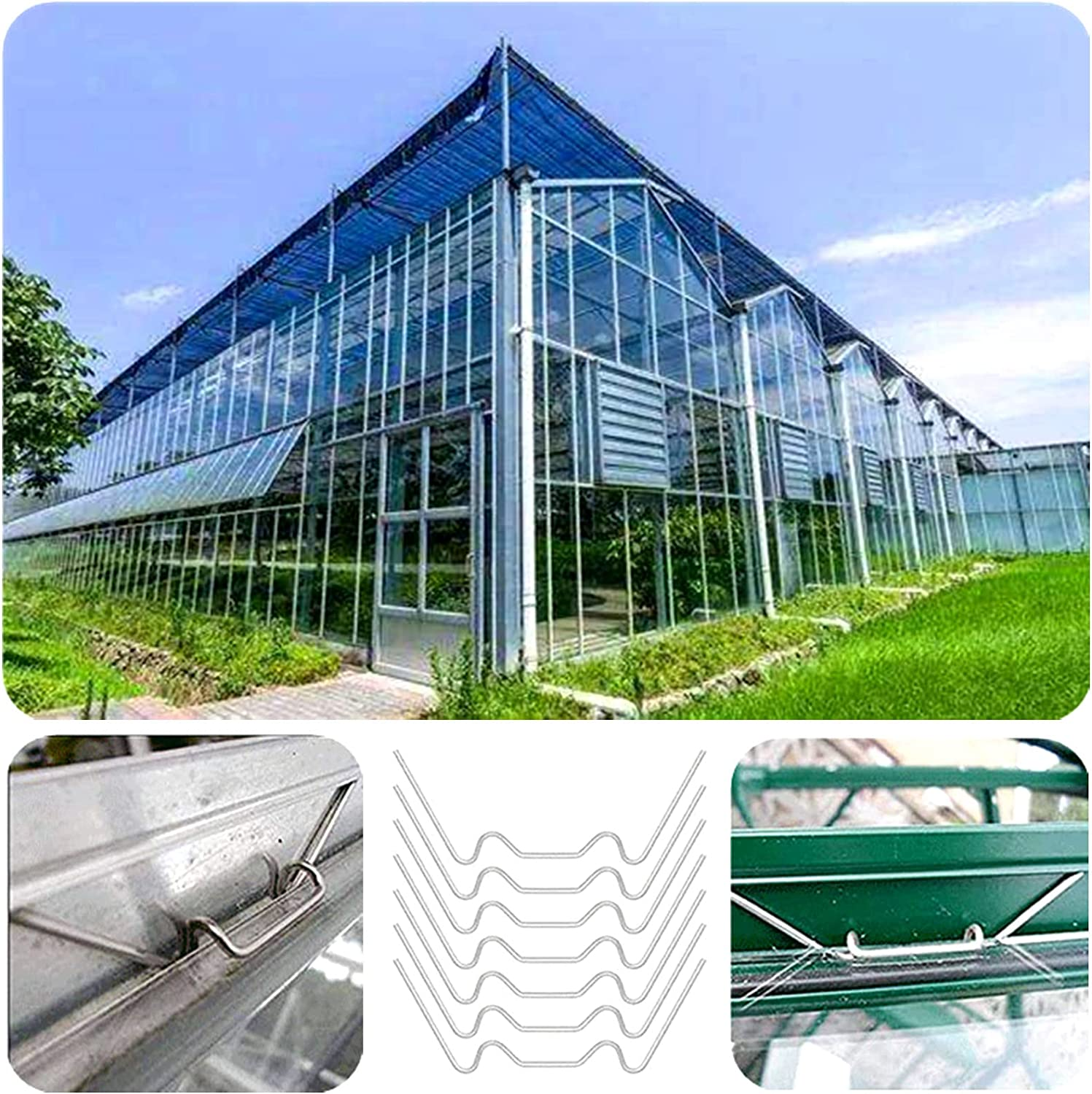120Pcs Garden Greenhouse Glass Clips, Greenhouse Repair Kit (60Pcs W Wire Clips + 60Pcs Z Overlap Clips), Stainless Steel Greenhouse Window Clips, Glass Pane Fixings Clips, Glazing Clips. image number 4