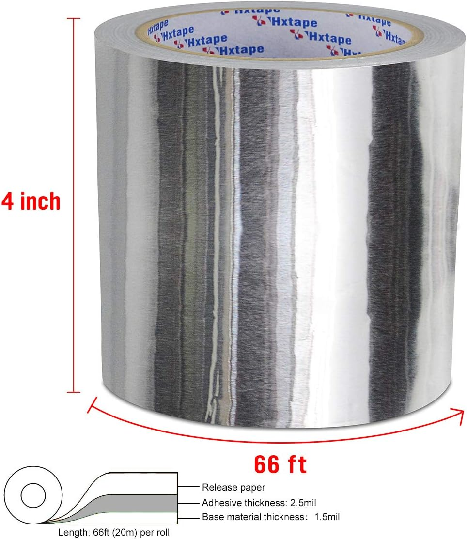 Aluminum Foil Glass Fiber Cloth Tape,Silver,Good for HVAC, Sealing & Patching Hot & Cold Air Ducts, Metal Repair (4"-4 Mil-20M) image number 5