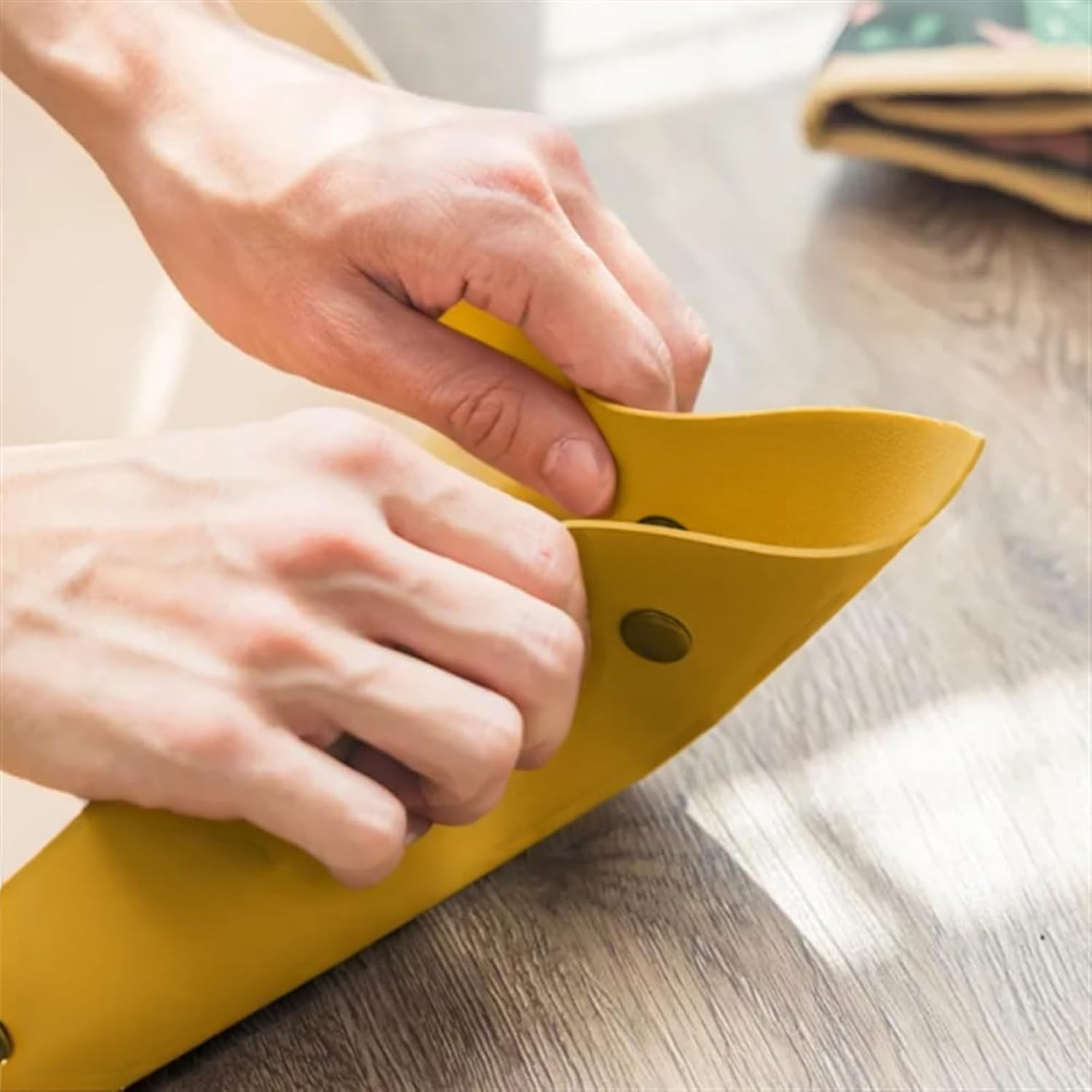 YEHNDA Repotting Mat Transplanting and Mess Control 75Cm X 45Cm Leather Portable Foldable Tray Gardening Mat Plant (Yellow) image number 1