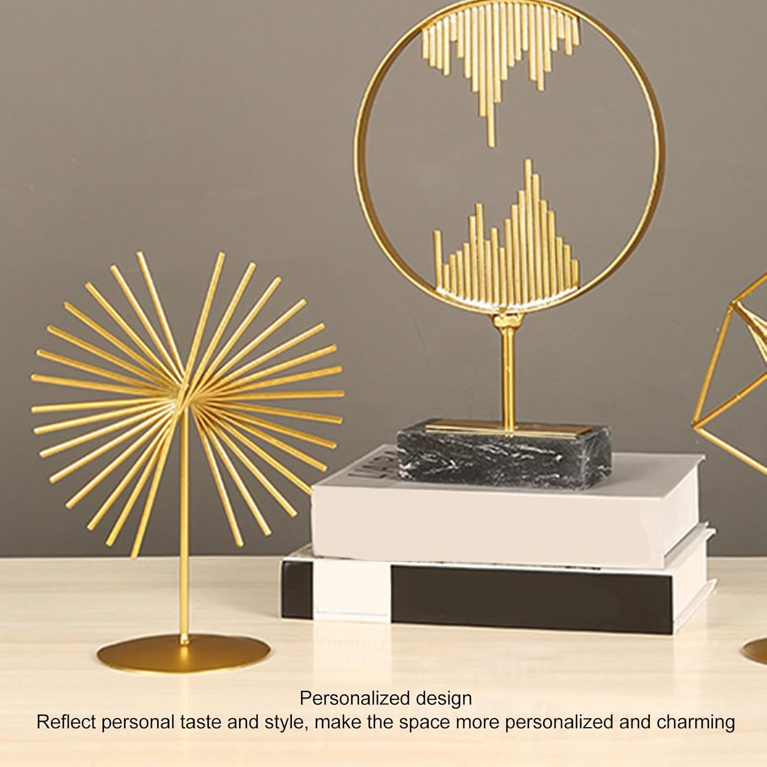 Metal Abstract Sculpture, Unique Design, Handcrafted, Elegant Texture, Versatile, Home Livingroom Office Decoration with Base image number 4