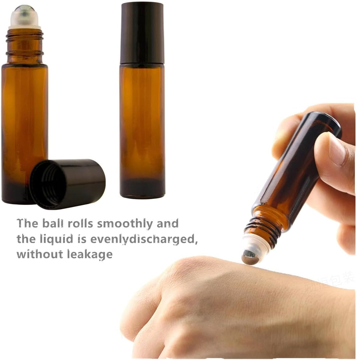6 PCS Essential Oil Roller Bottles 10 Ml 1/3 Oz Refillable Roll on Bottle Withstainless Steel Ball image number 3