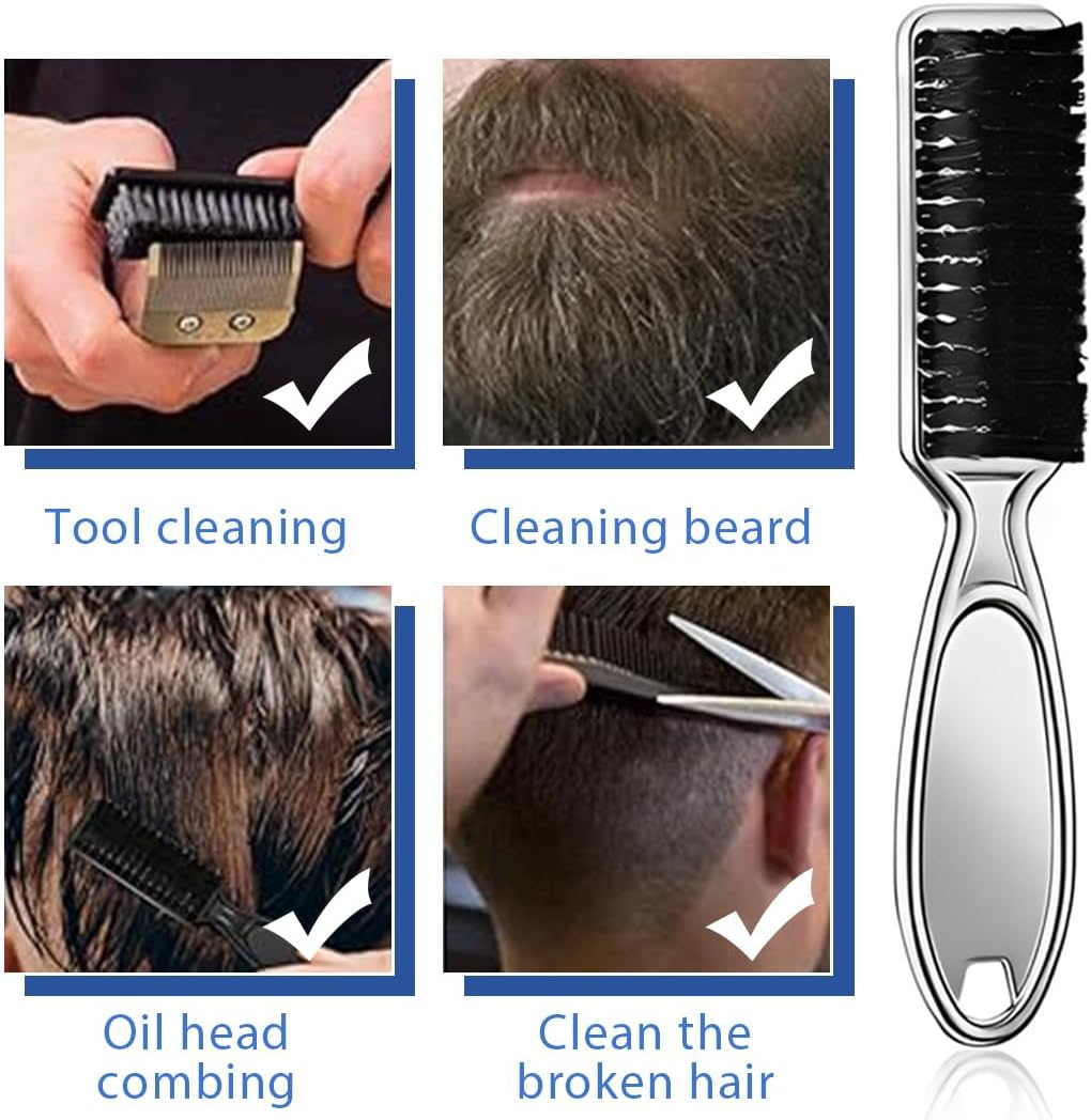 Pack of 2 Cleaning Brush, Blade Cleaning Brush, Nylon Brush, Nail Brush, Trimmer, Hairdressing Cleaning Brush, Hair Clippers Tool (Silver)