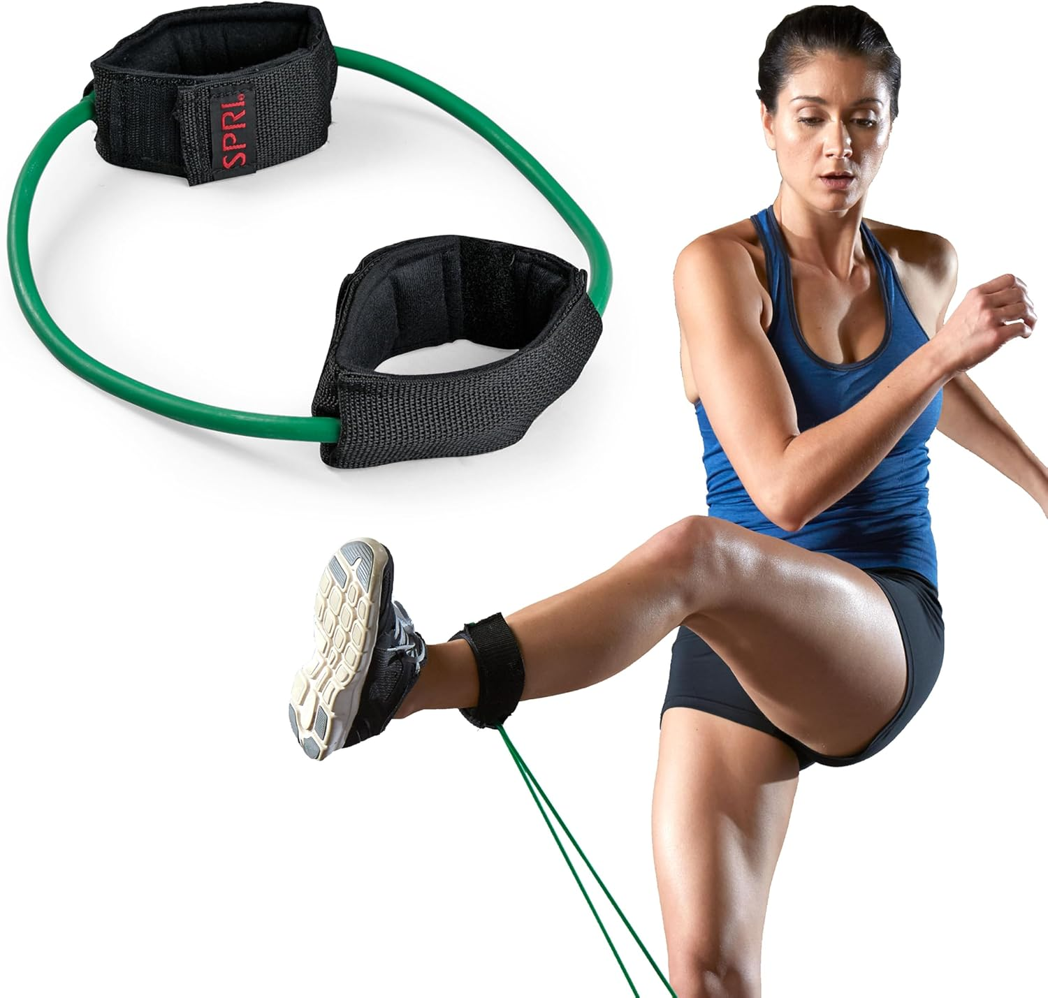 SPRI Xercuff Leg Resistance Band Exercise Cord with Non-Slip Padded Ankle Cuffs (All Bands Sold Separately) Portable for the Gym or at Home Workout Equipment