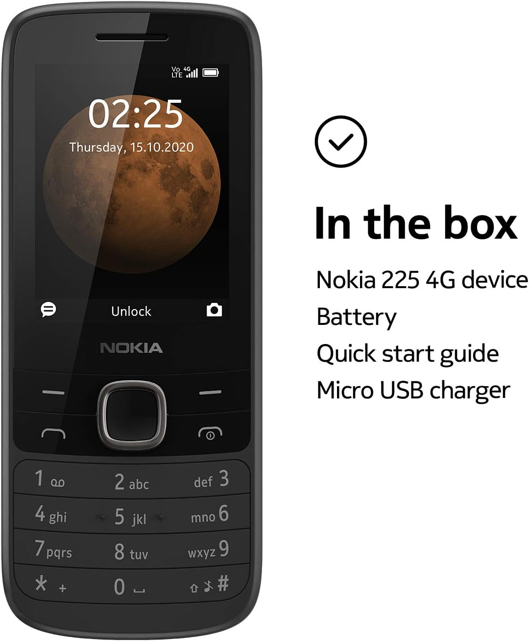 Nokia 225 4G 2.4-Inch UK Sim-Free Feature Phone (Dual SIM) &ndash; Black image number 3