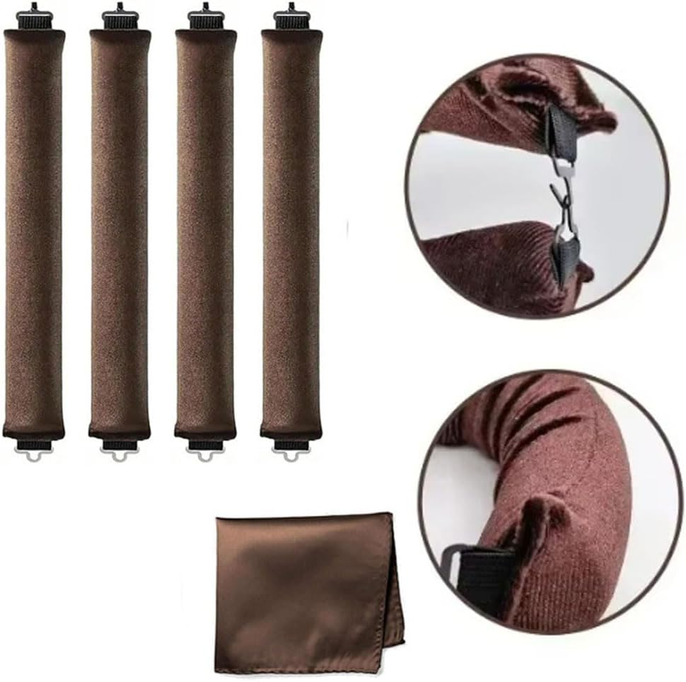 Armastuse Hair Curler,4 Pcs Heatless Curls Overnight Blowout Rods Rods with Silk Scarf, Soft Velvet Material for Women Girls Long Hair,Hair Curlers No Heat for All Hairs Types(Brown) image number 2