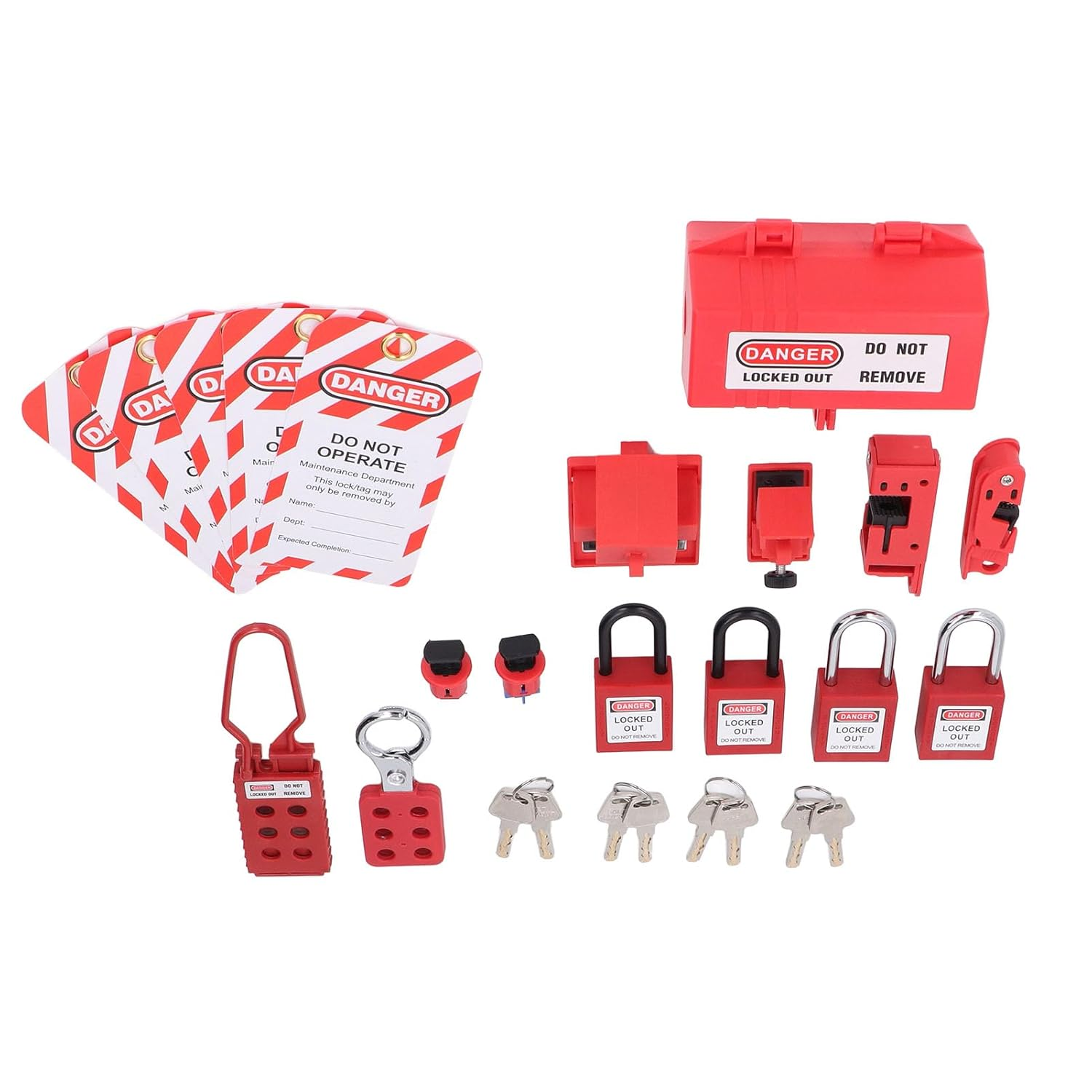 Electrical Lockout Tagout Kit, Circuit Breaker Lockout, Safety Locks with Hanging Tags Keys and Storage Bag for to Manage Electrical Equipment