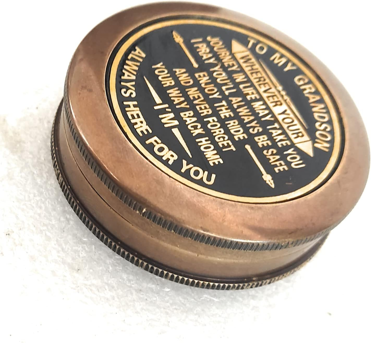 ALADEAN Brass Compass 2" | Engraved Quote Gift for Birthday Anniversary Wedding Christmas Thanksgiving Graduation Confirmation Baptism image number 4