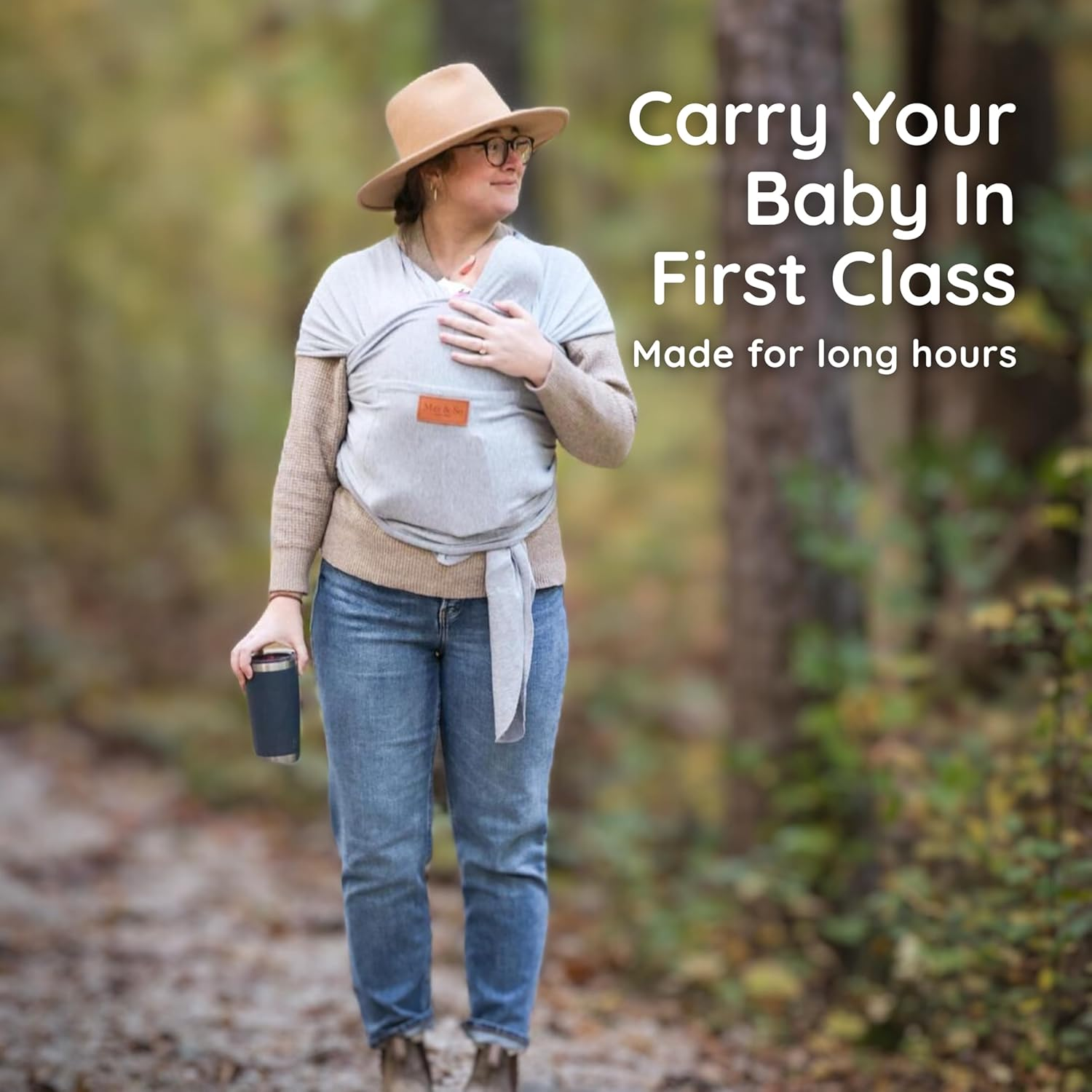 Baby Wrap Carrier - Premium Cotton Baby Carrier Wrap for Newborn to Toddler- Infant Carrier for Babies 8-35 Lb - Baby Holder One Size Fits All with Front Pocket by Max&So image number 5