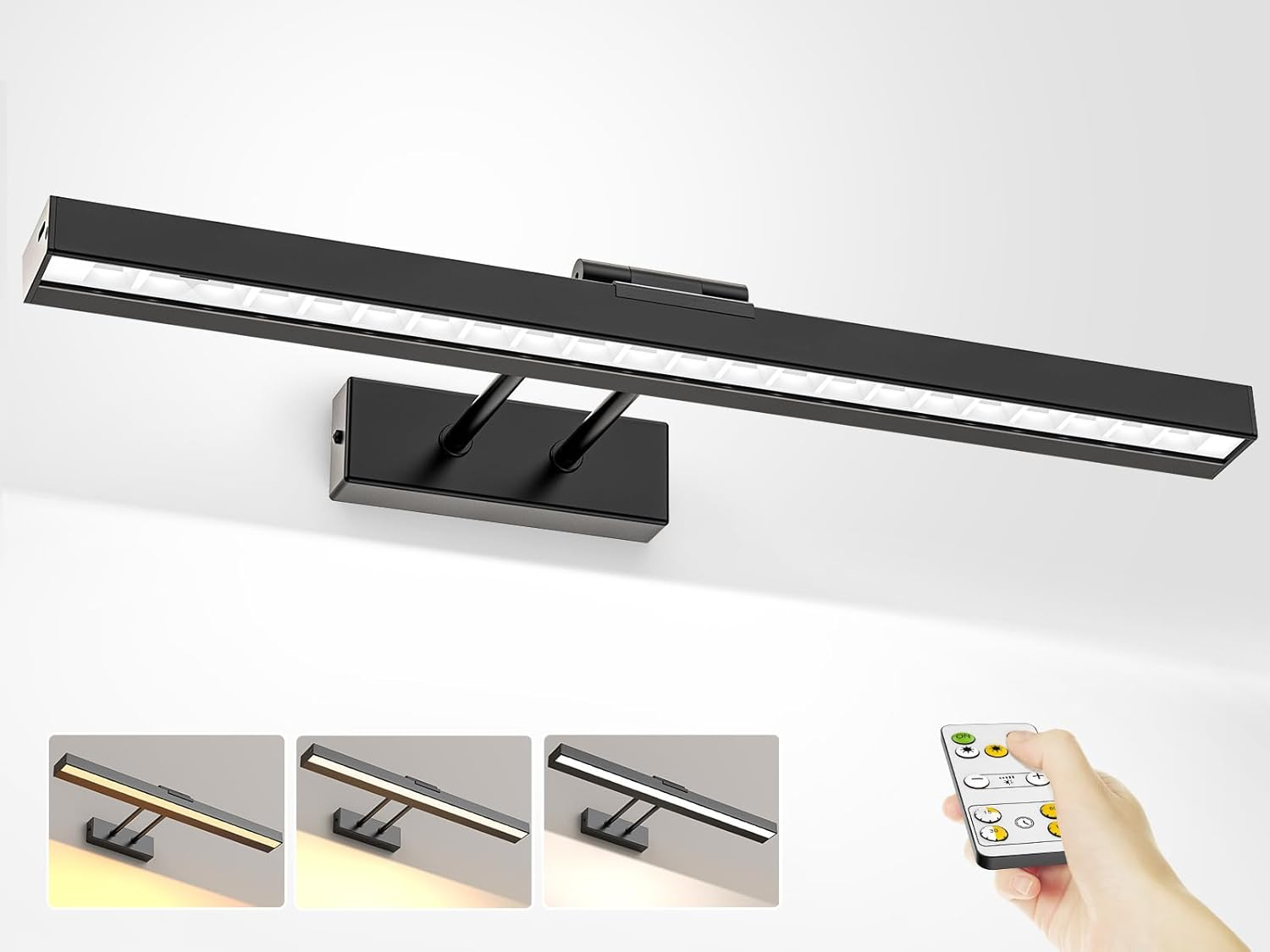 PESUTEN Picture Light Battery Operated, 16In Wireless Art Light for Paintings 3CCT Dimmable Recharging Battery Picture Light with Remote Control for Gallery Dartboard Art Bedroom Bathroom