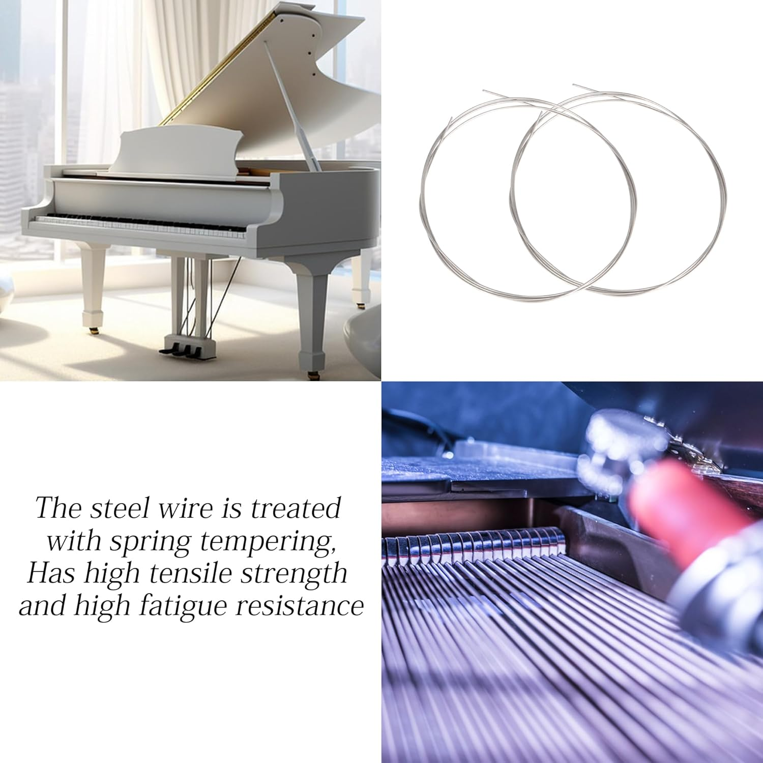 BQLZR 2X Piano Accessories Steel Wire 1M Piano Strings 13# Silver Replacement Strings image number 3