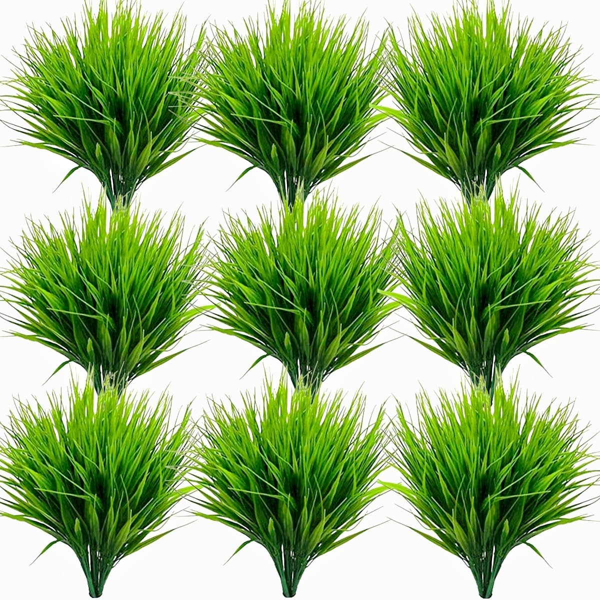 18PCS Outdoor Artificial Grass Faux Plants Spring Summer Decorations, UV Resistant Bulk Realistic Fake Bushes Grass Plastic Greenery Shrubs Front Porch Patio Garden Window Box Home Decor Arrangement