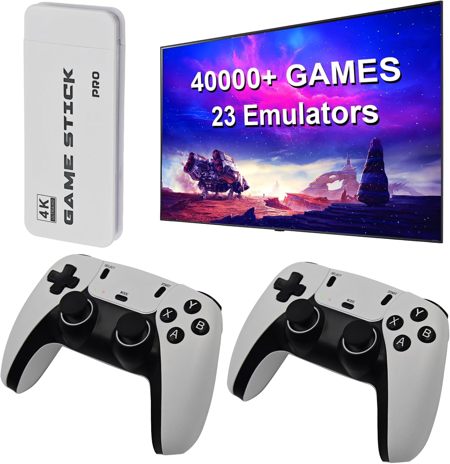 2025 Upgraded Retro Game Stick, 4K HDMI Classic Video Games, Built-In 23 Emulators, 40000+ Games, Plug and Play Video Gaming Stick with Upgrade Dual Controllers image number 1