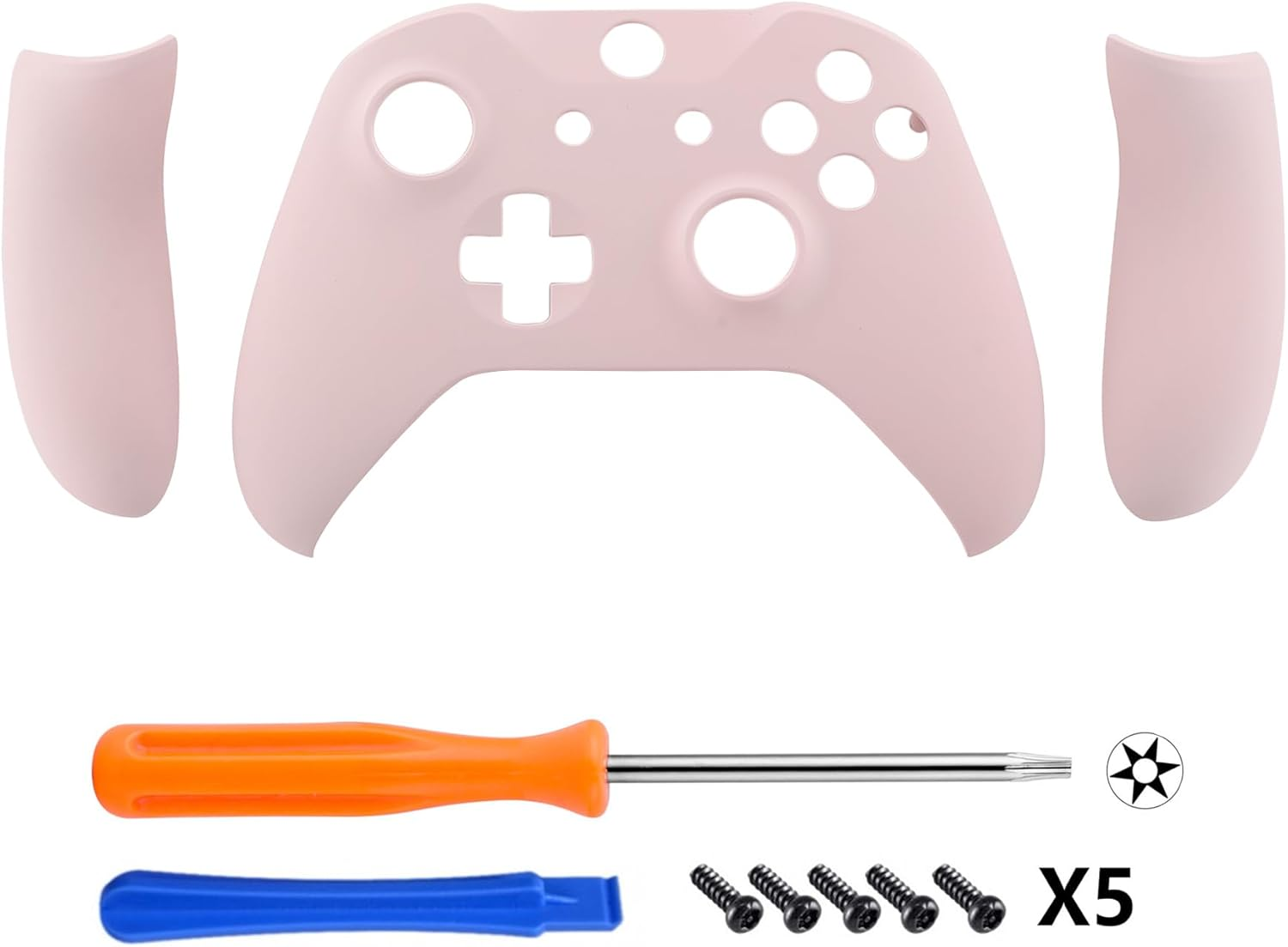 Extremerate Front Housing Shell + Side Rails Handles for Xbox One Controller (Model 1708), Cherry Blossoms Pink Replacement Faceplate Parts with Back Panels for Xbox One X & One S Controller - Chameleon Purple Blue image number 3